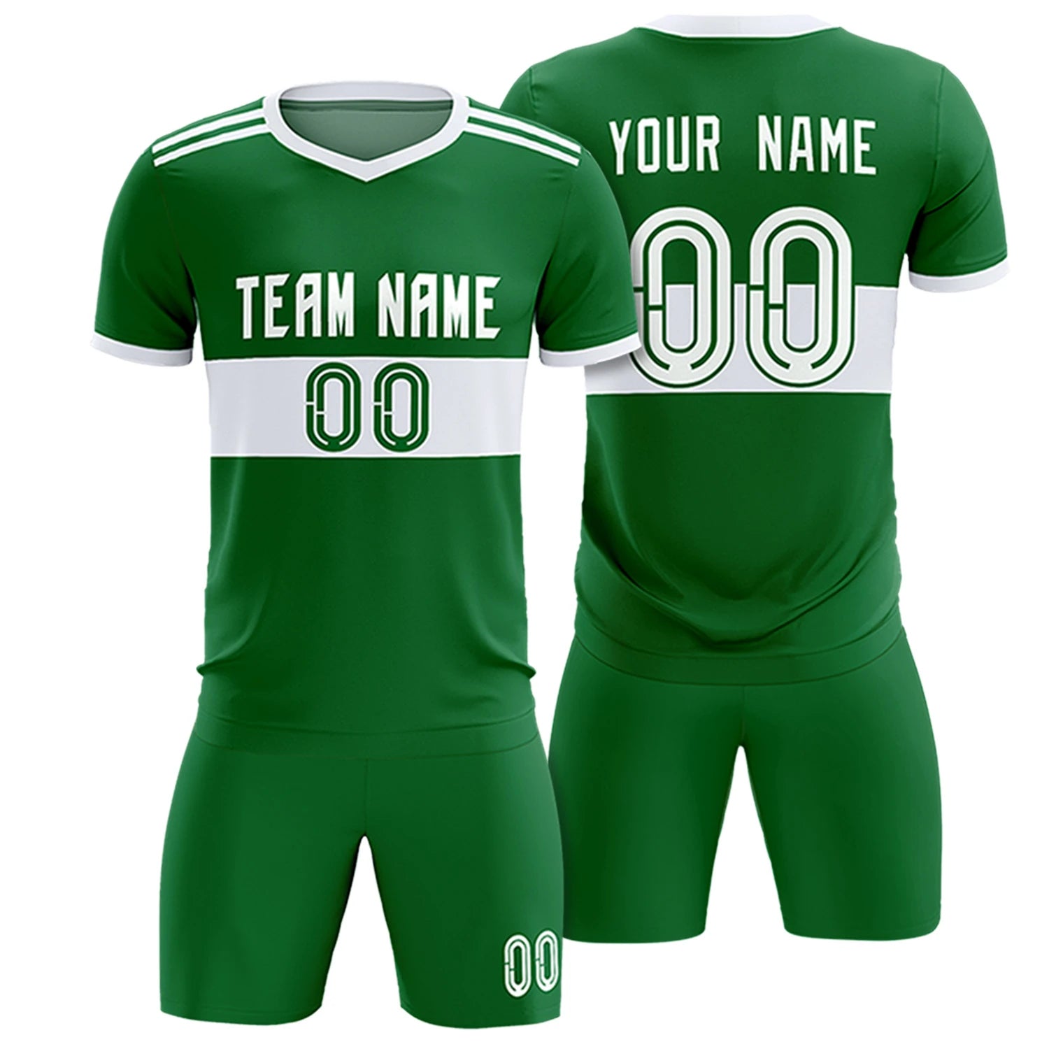 Custom Kelly Green-White Breathable Soccer Sets Jersey