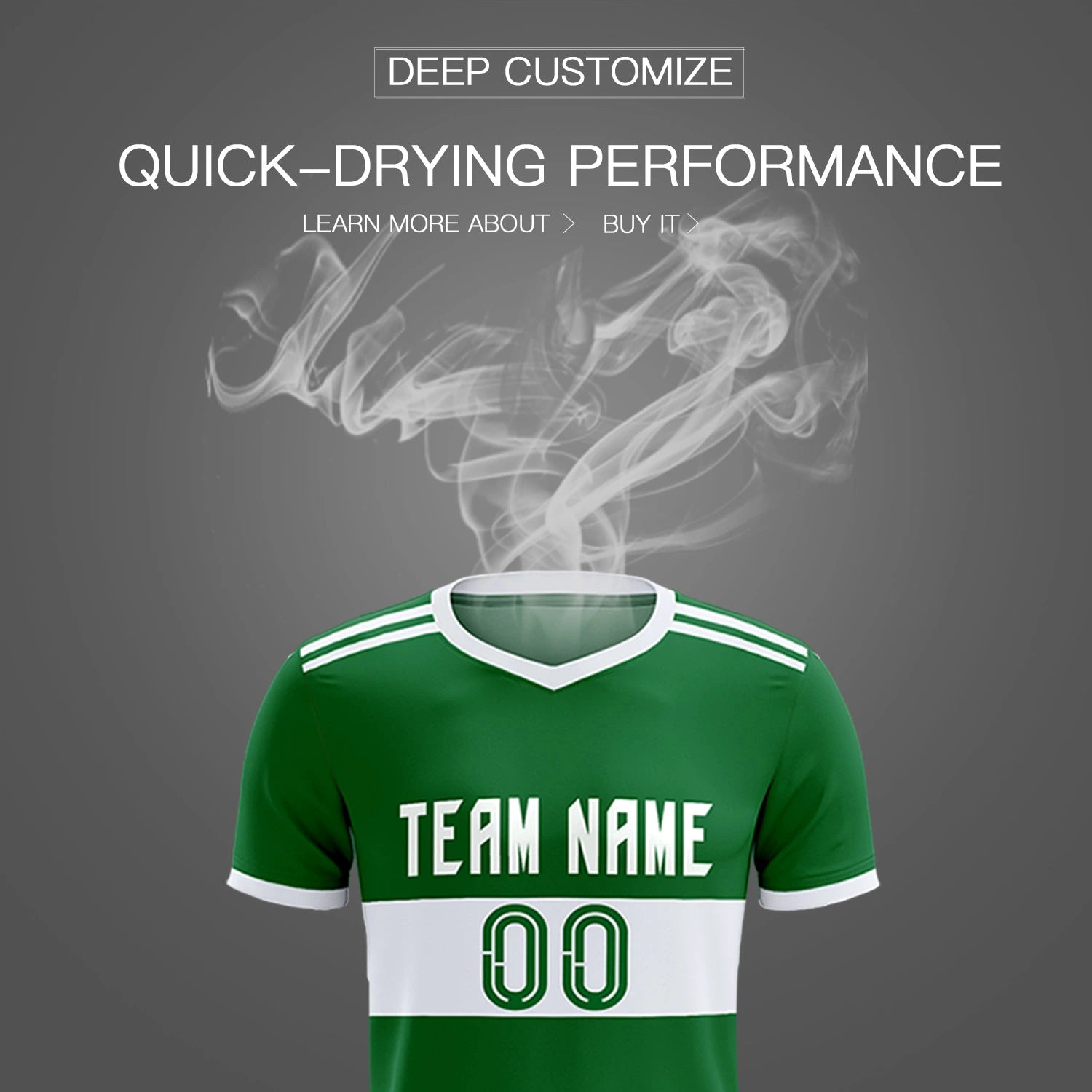 Custom Kelly Green-White Breathable Soccer Sets Jersey