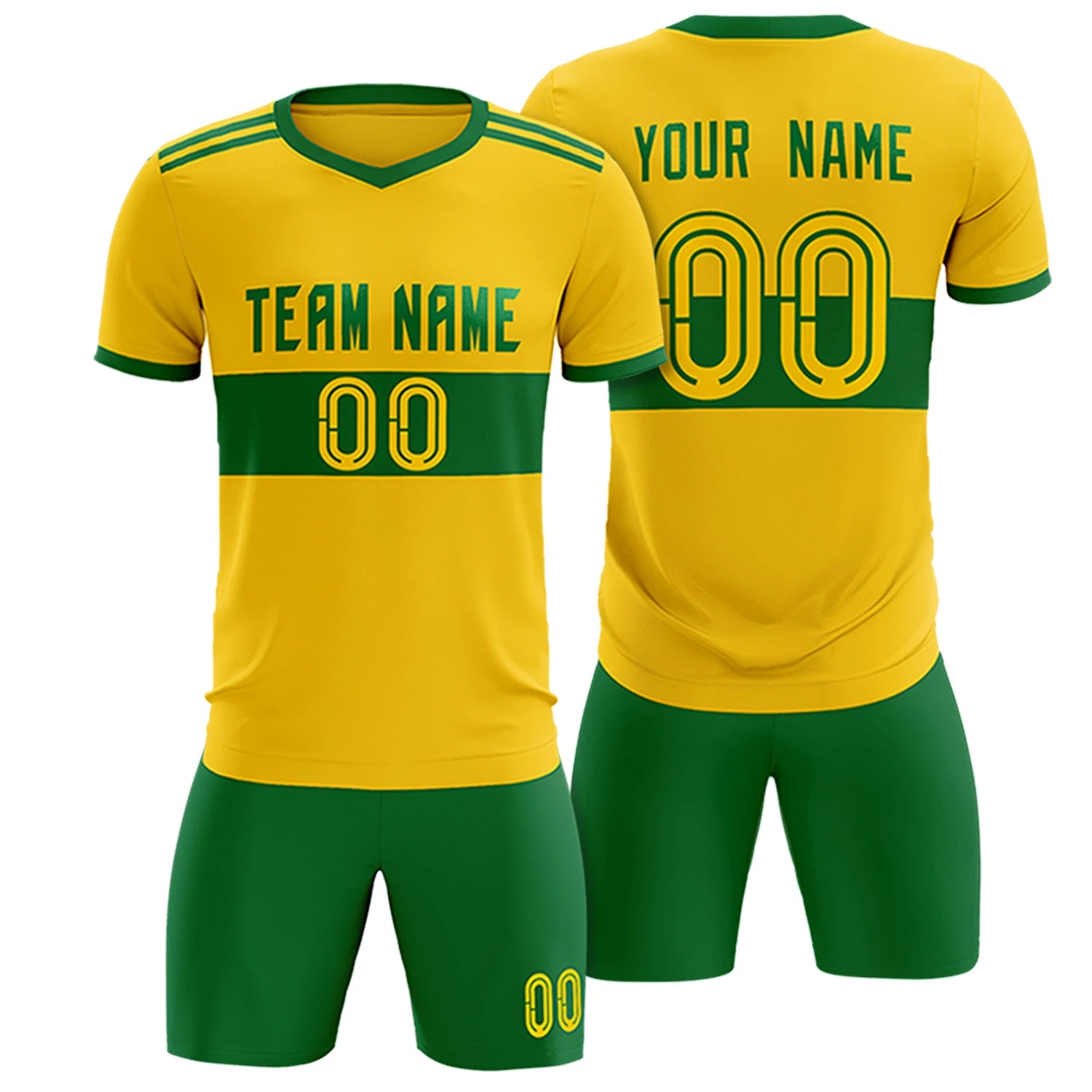 Custom Gold 01-Kelly Green Breathable Soccer Sets Jersey