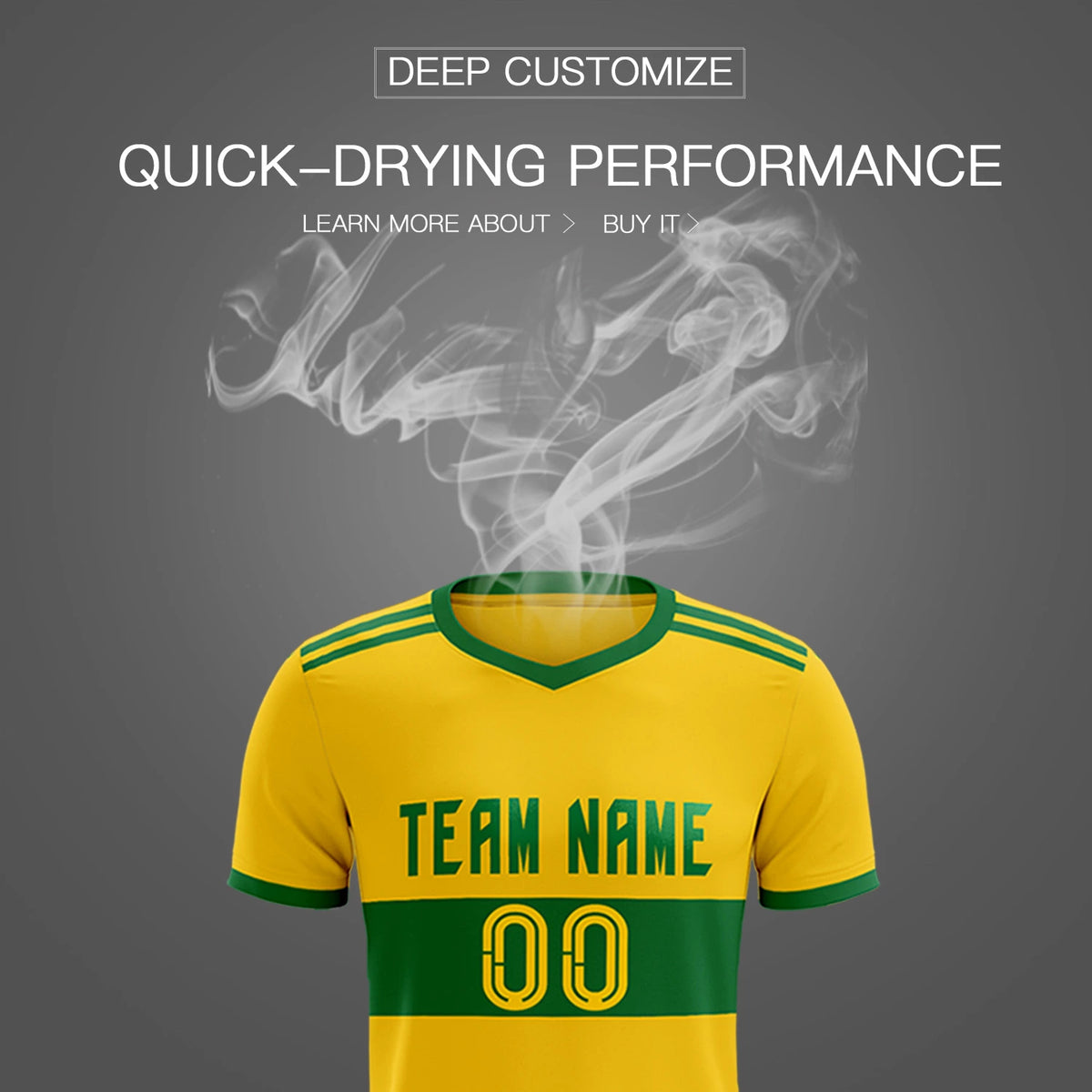 Custom Gold 01-Kelly Green Breathable Soccer Sets Jersey