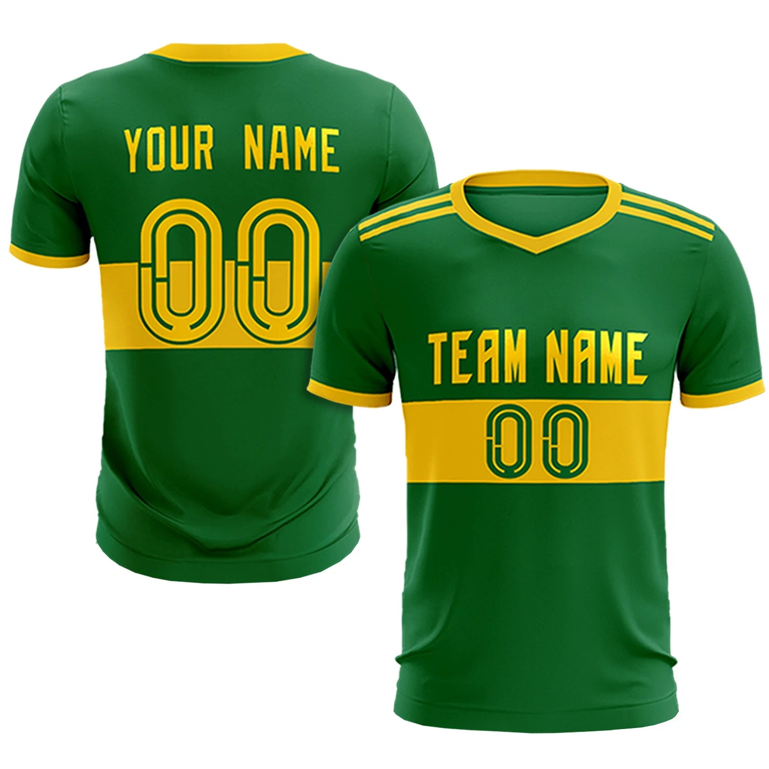 Custom Kelly Green-Gold 01 Breathable Soccer Sets Jersey