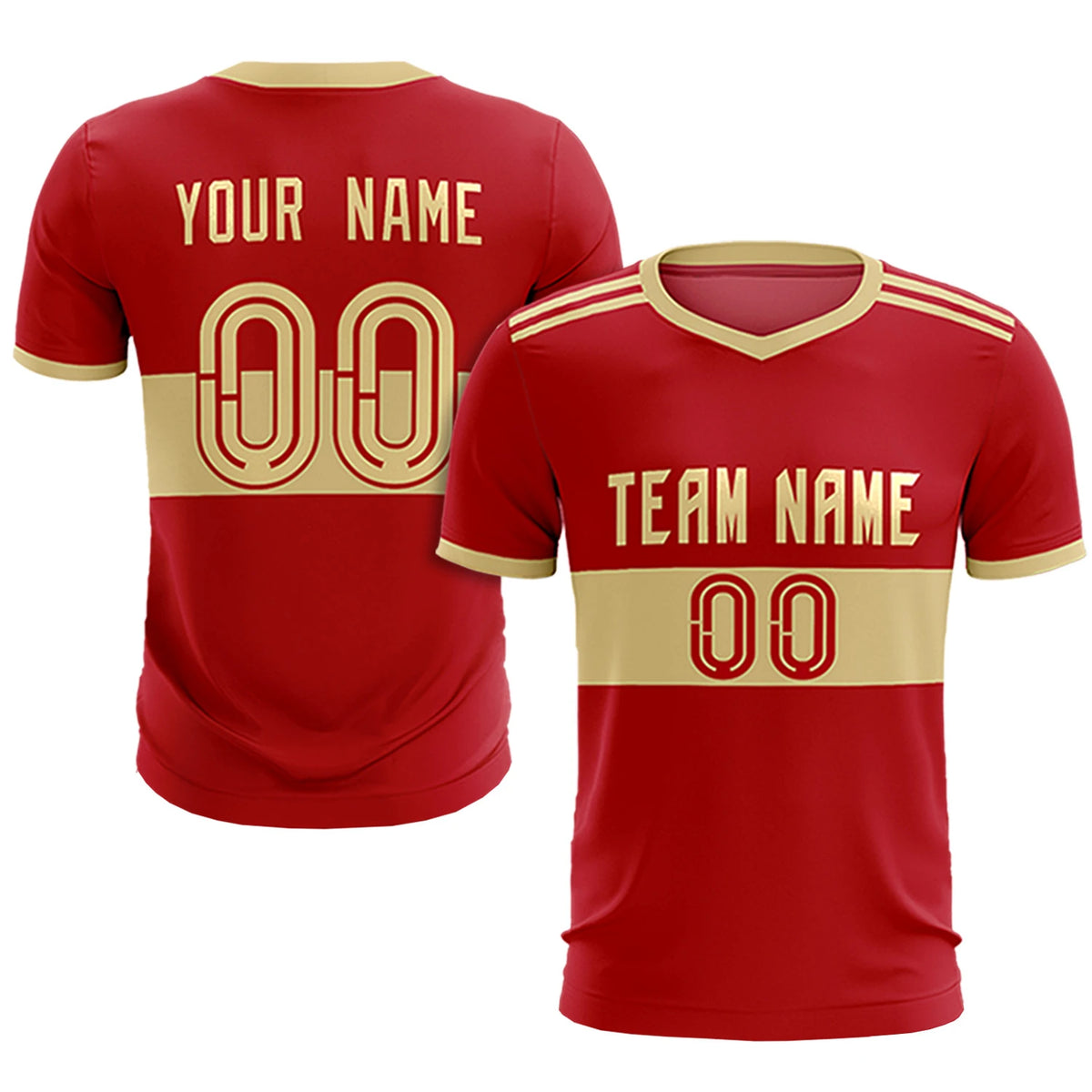 Custom Red Khaki Breathable Soccer Sets Jersey