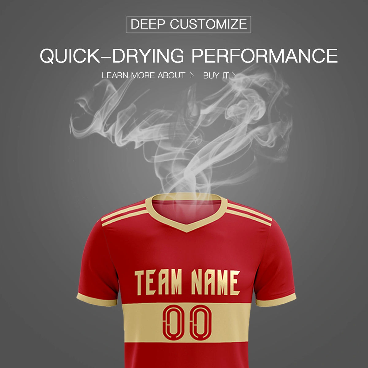 Custom Red Khaki Breathable Soccer Sets Jersey
