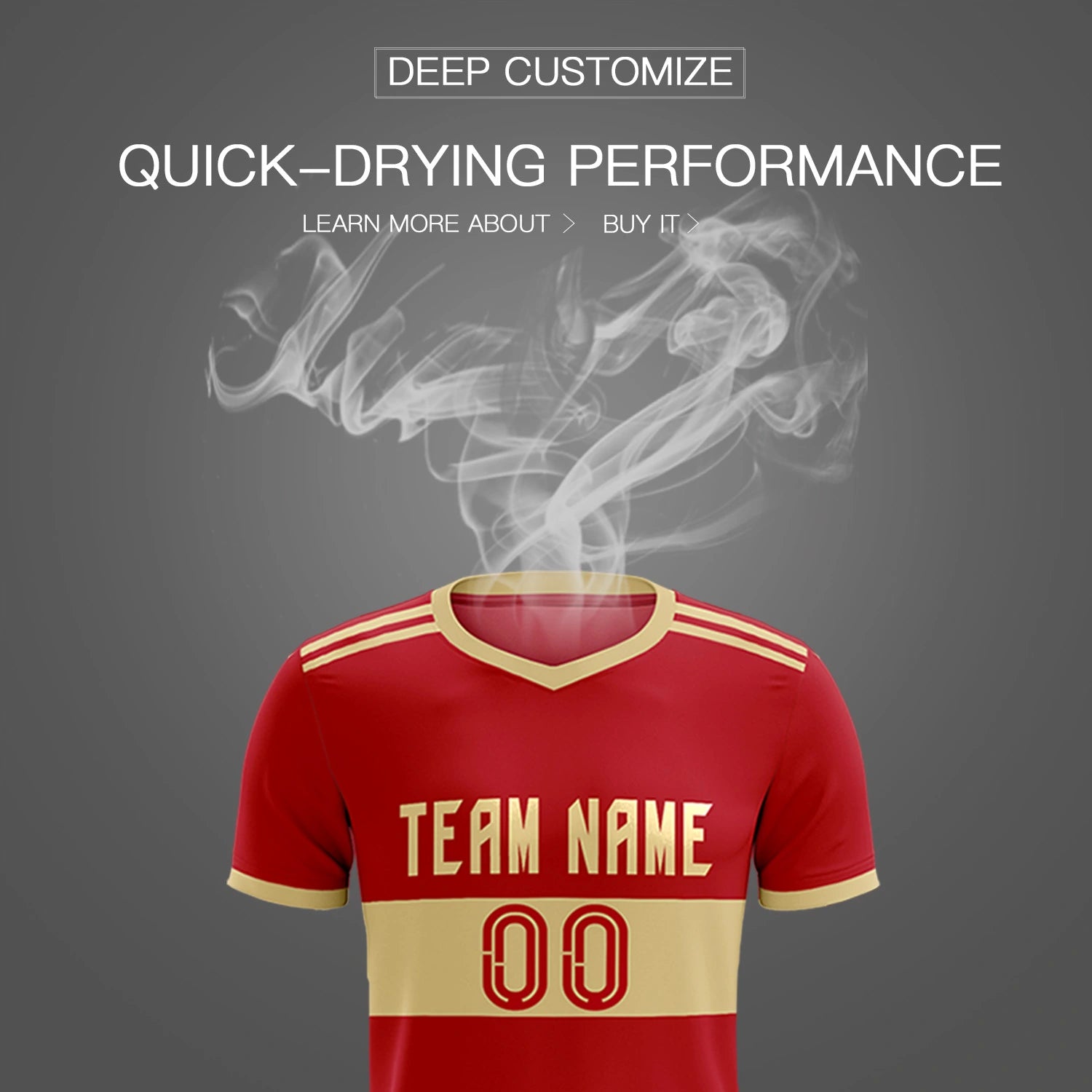 Custom Red Khaki Breathable Soccer Sets Jersey