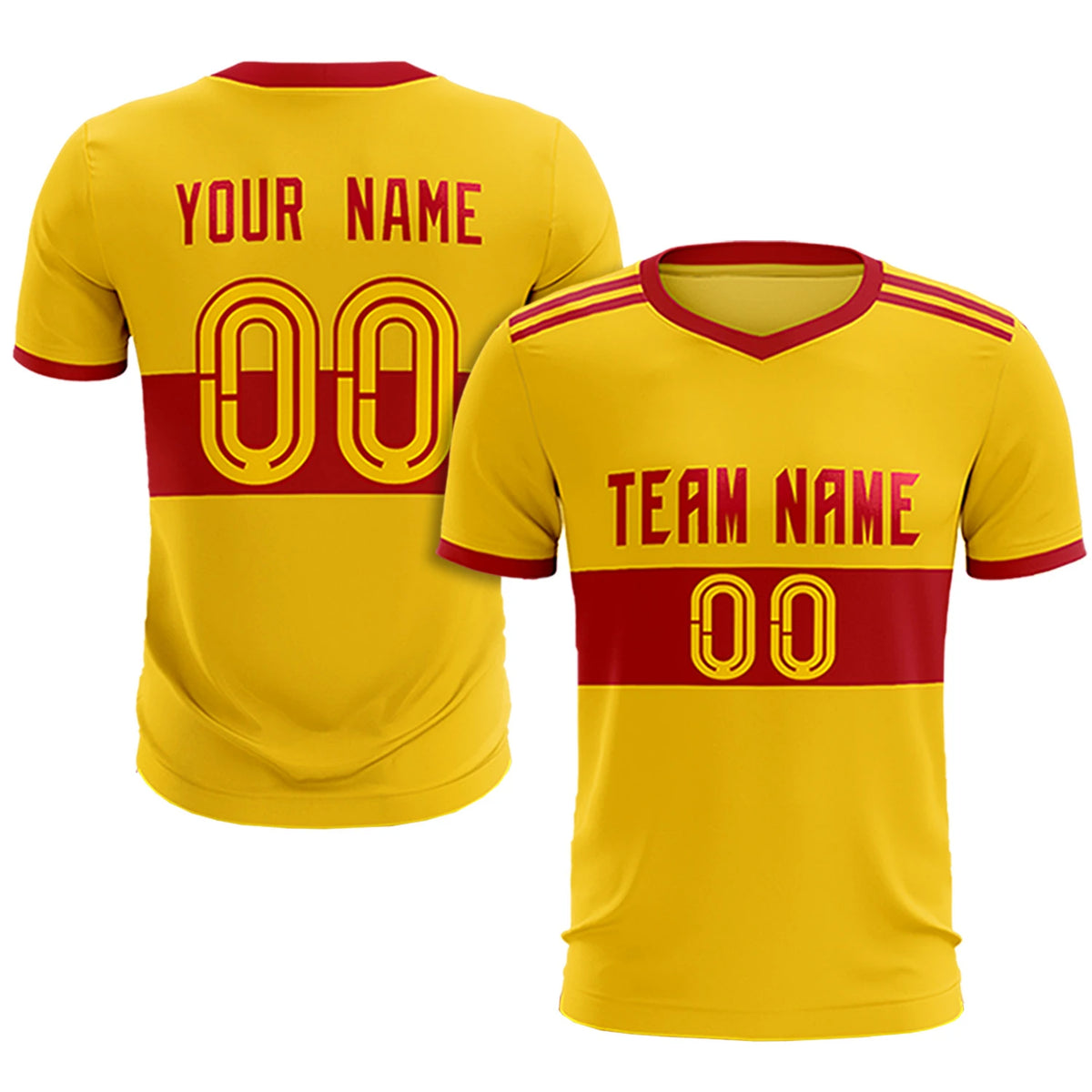 Custom Gold01 Red Breathable Soccer Sets Jersey