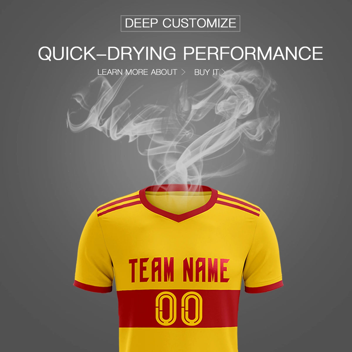 Custom Gold01 Red Breathable Soccer Sets Jersey