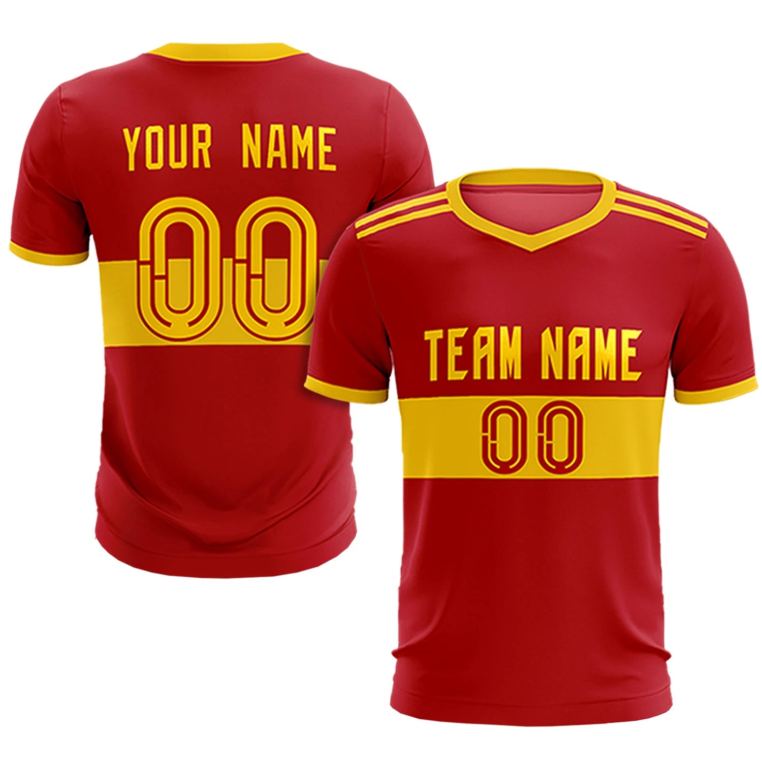 Custom Red Gold01 Breathable Soccer Sets Jersey