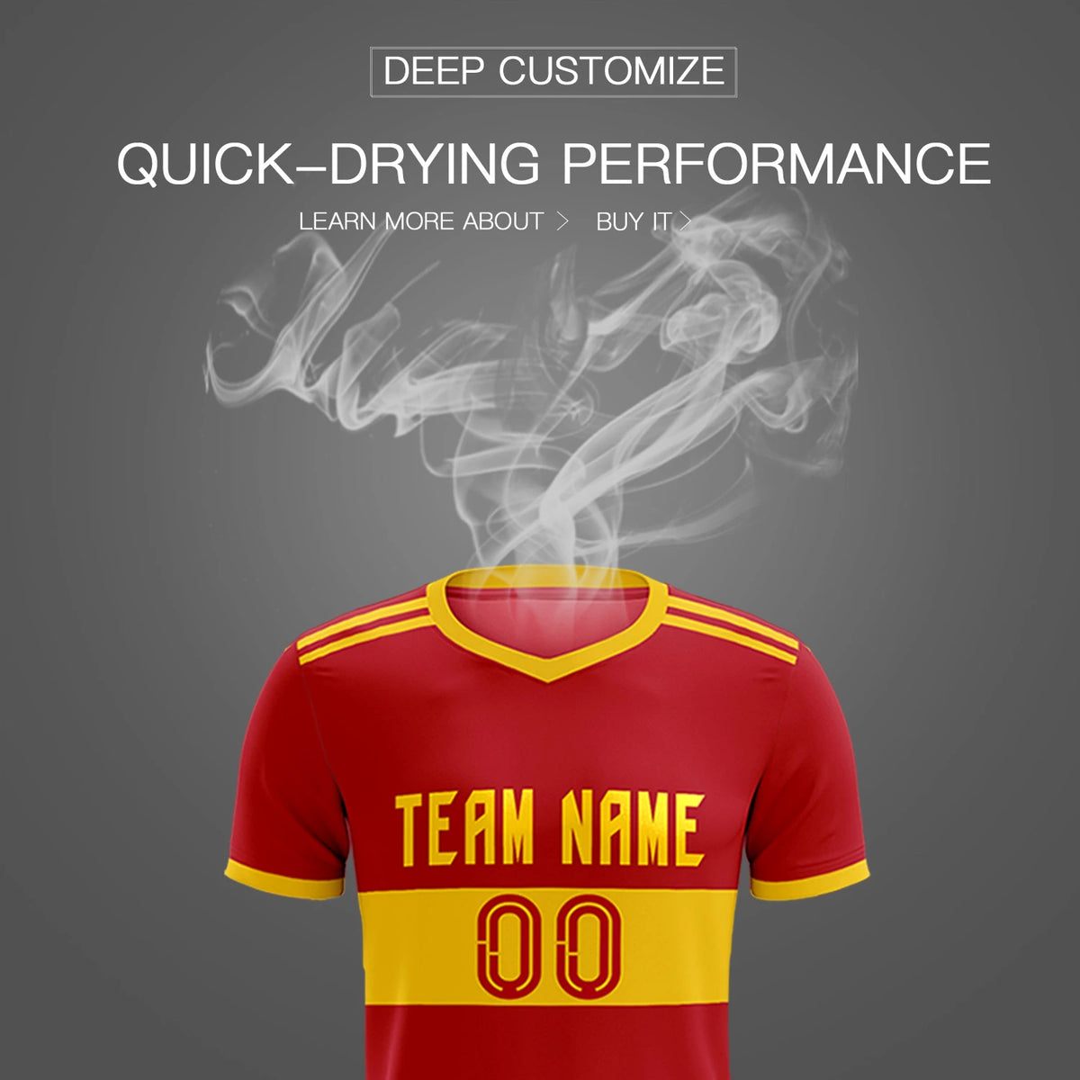 Custom Red Gold01 Breathable Soccer Sets Jersey