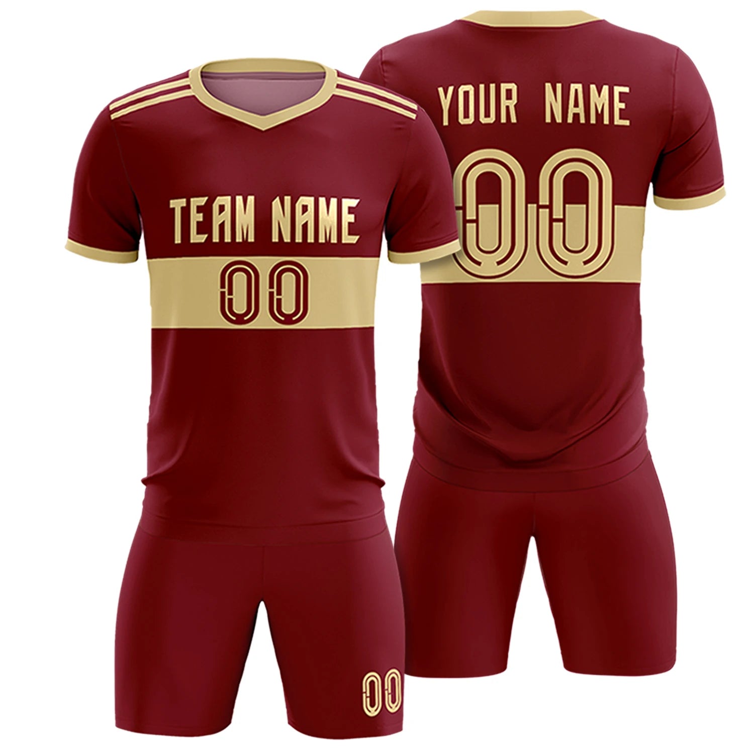 Custom Crimson Khaki Breathable Soccer Sets Jersey