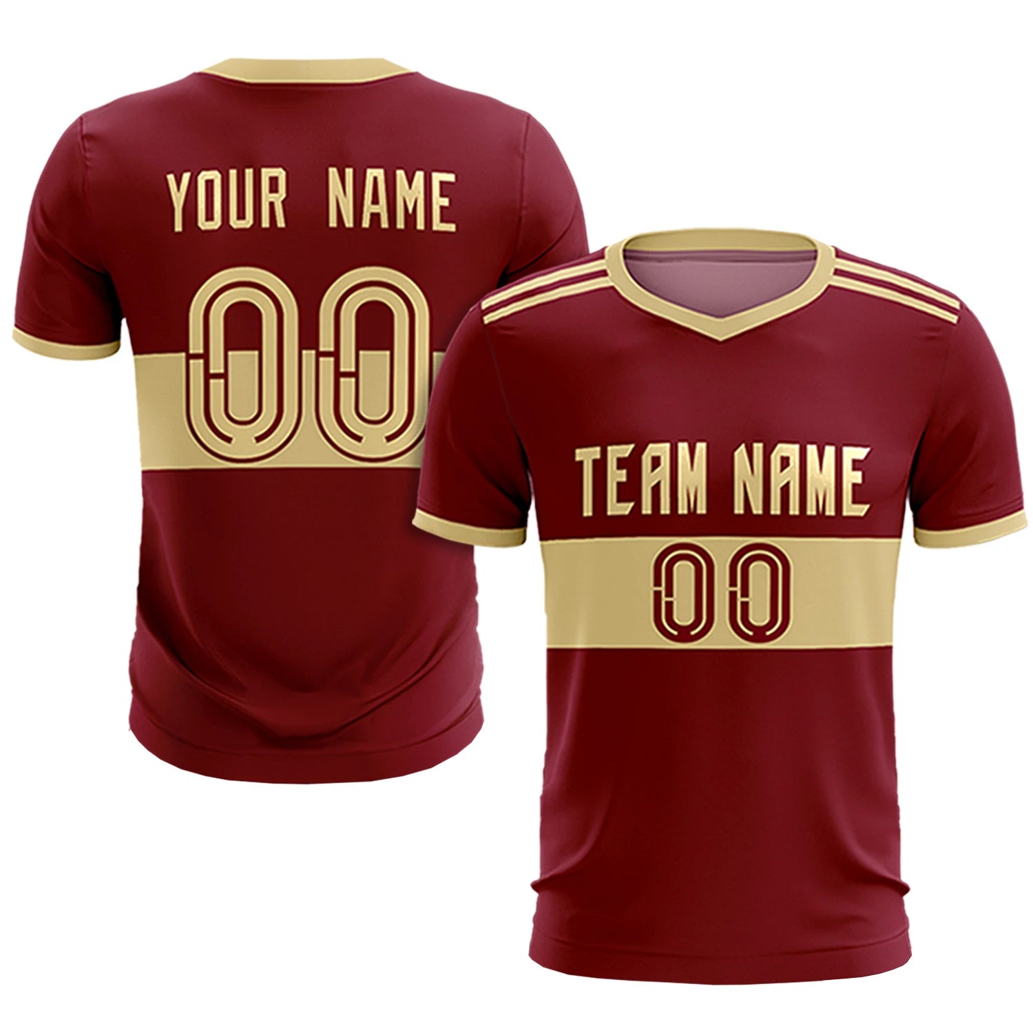 Custom Crimson Khaki Breathable Soccer Sets Jersey