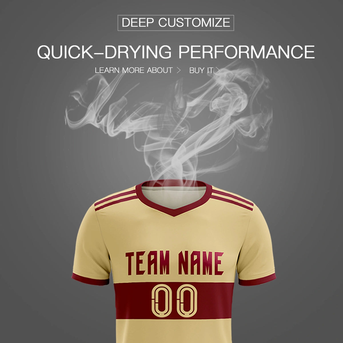 Custom Khaki Crimson Breathable Soccer Sets Jersey