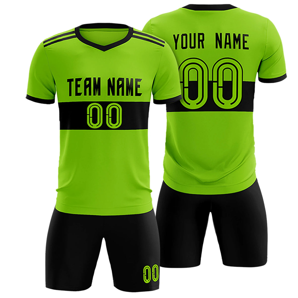 Custom Neon Green-Black Breathable Soccer Sets Jersey