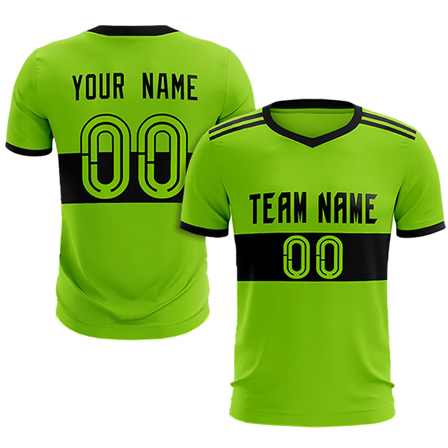 Custom Neon Green-Black Breathable Soccer Sets Jersey