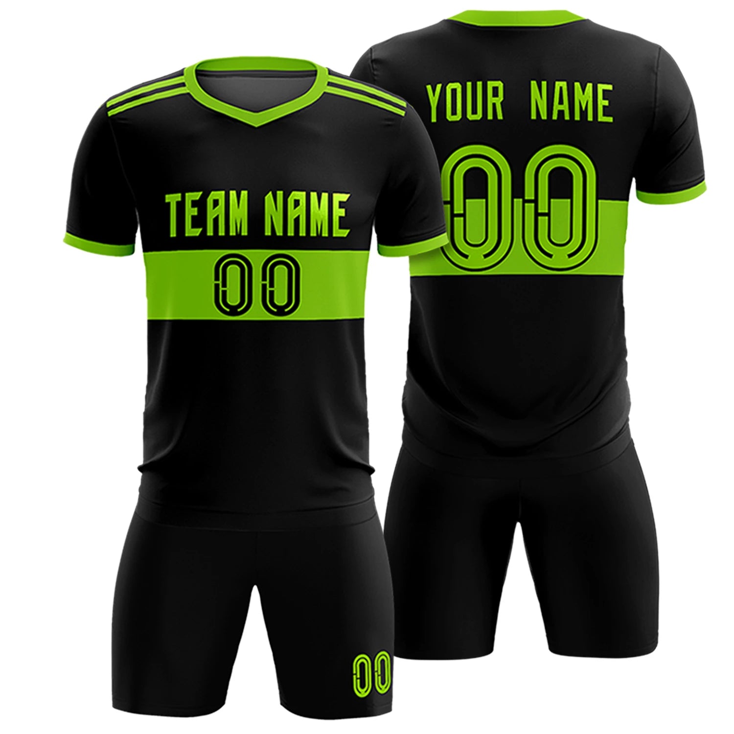 Custom Black-Neon Green Breathable Soccer Sets Jersey