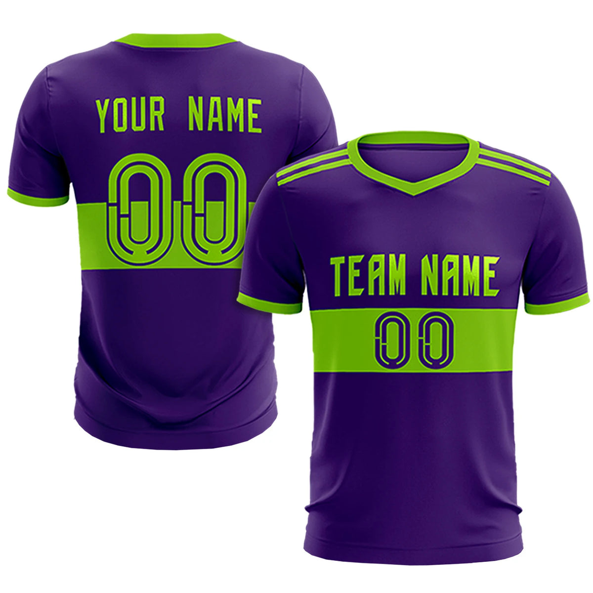 Custom Purple-Neon Green Breathable Soccer Sets Jersey