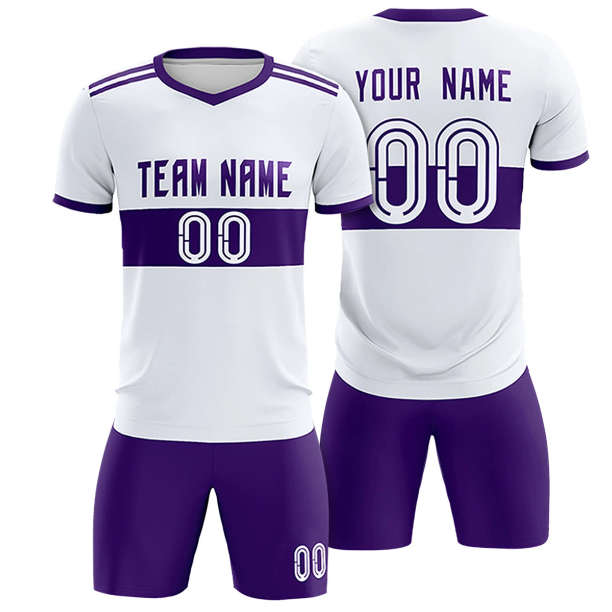 Custom White Purple Breathable Soccer Sets Jersey
