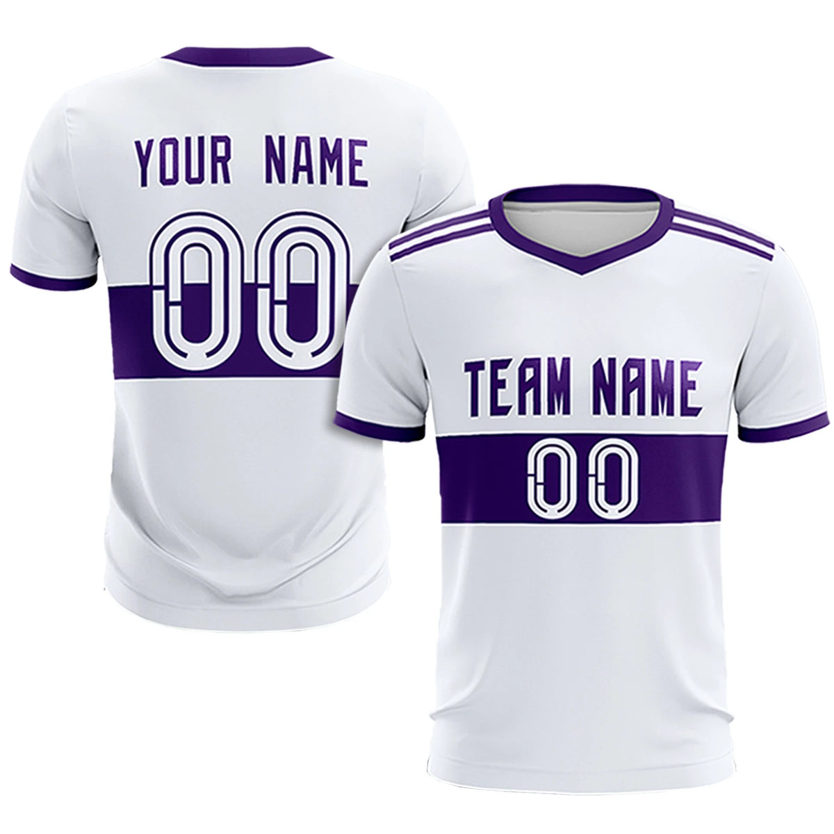 Custom White Purple Breathable Soccer Sets Jersey