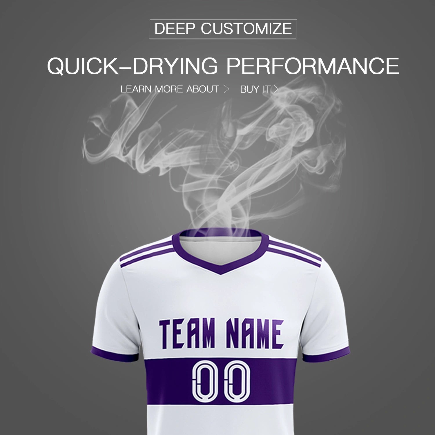 Custom White Purple Breathable Soccer Sets Jersey
