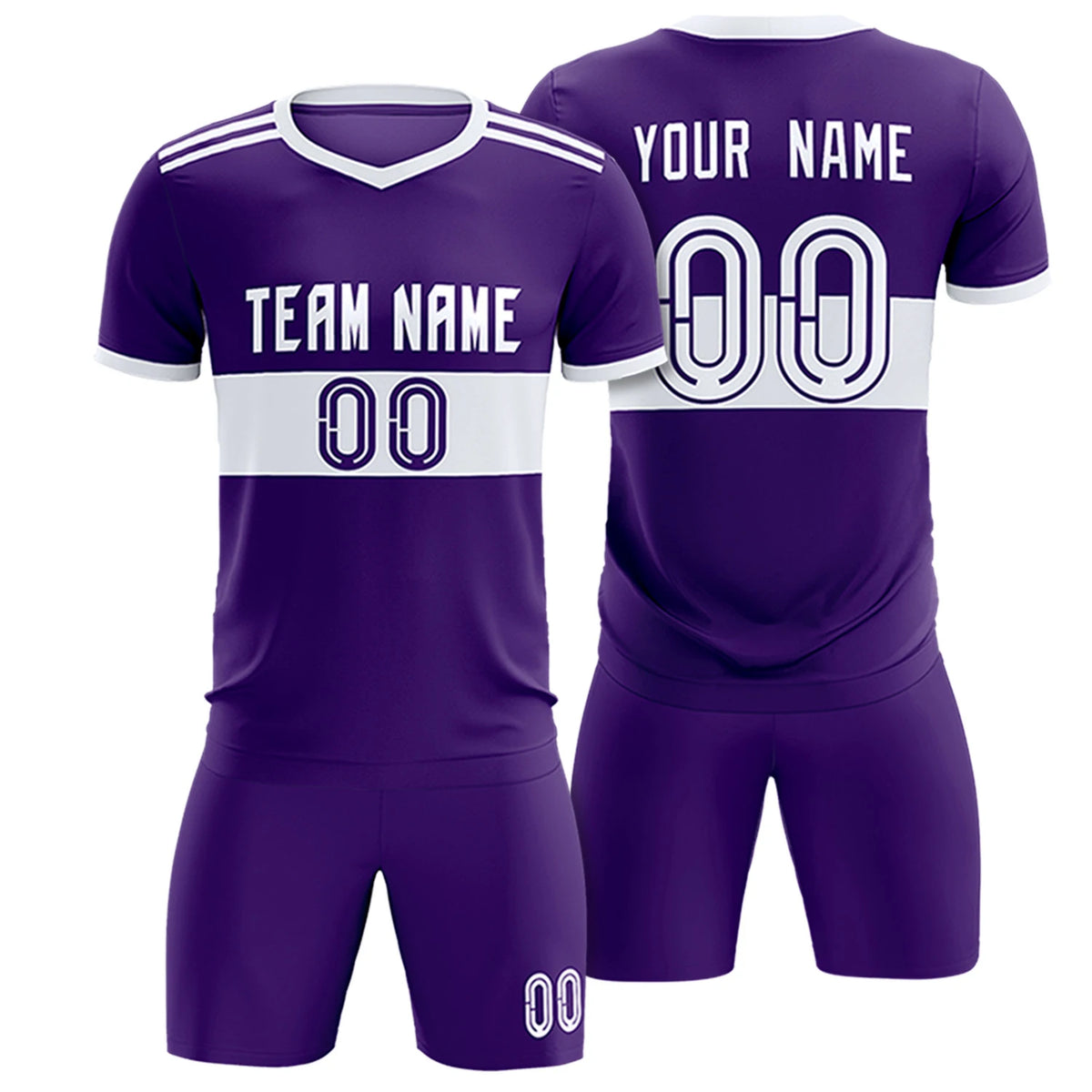 Custom Purple White Breathable Soccer Sets Jersey
