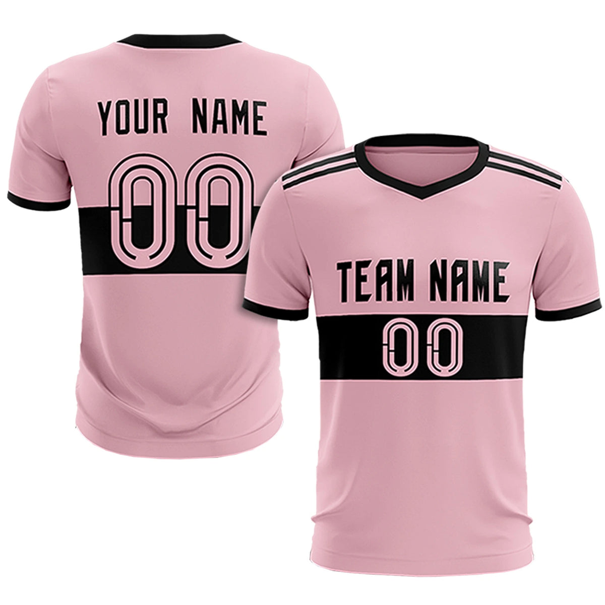 Custom Light Pink-Black Breathable Soccer Sets Jersey