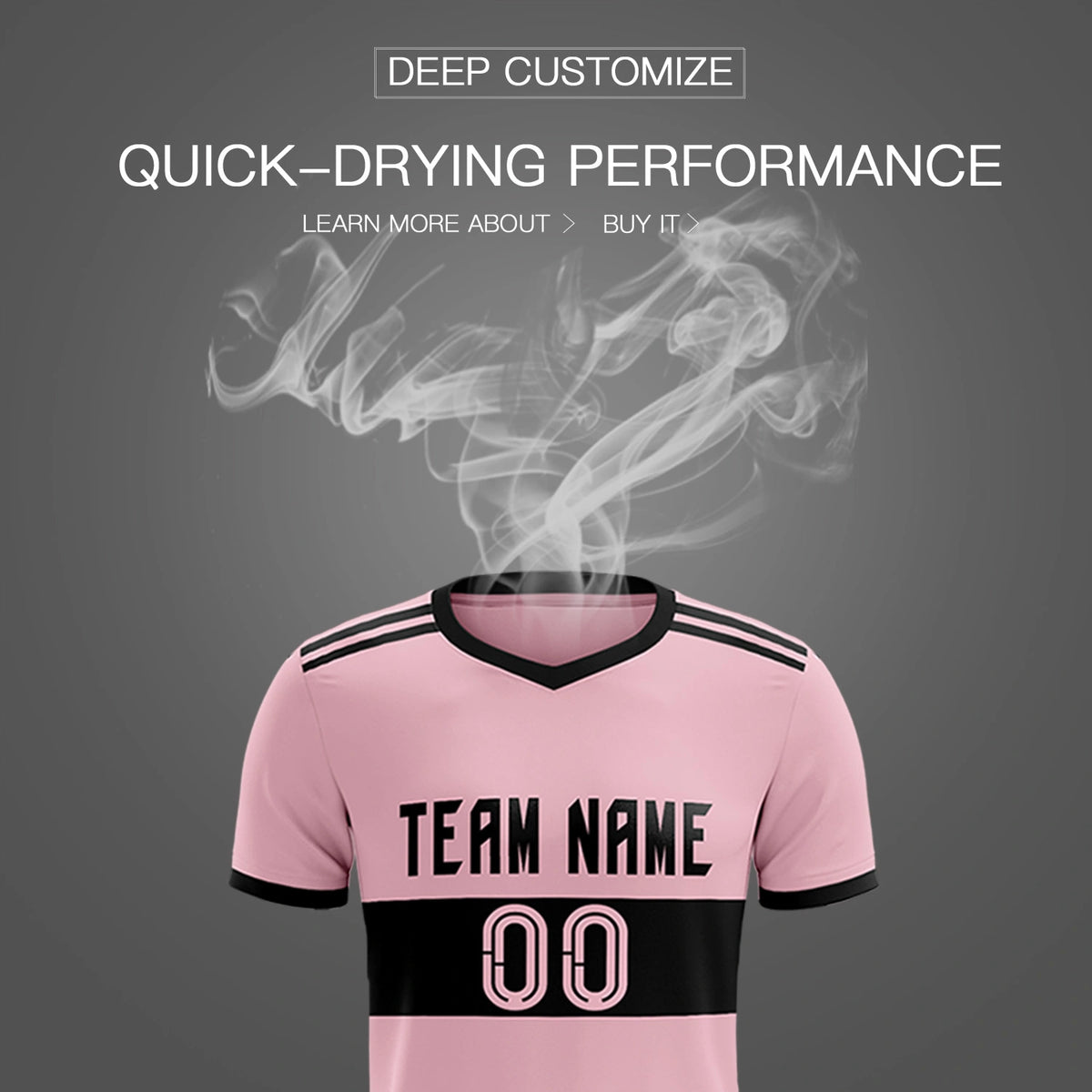 Custom Light Pink-Black Breathable Soccer Sets Jersey