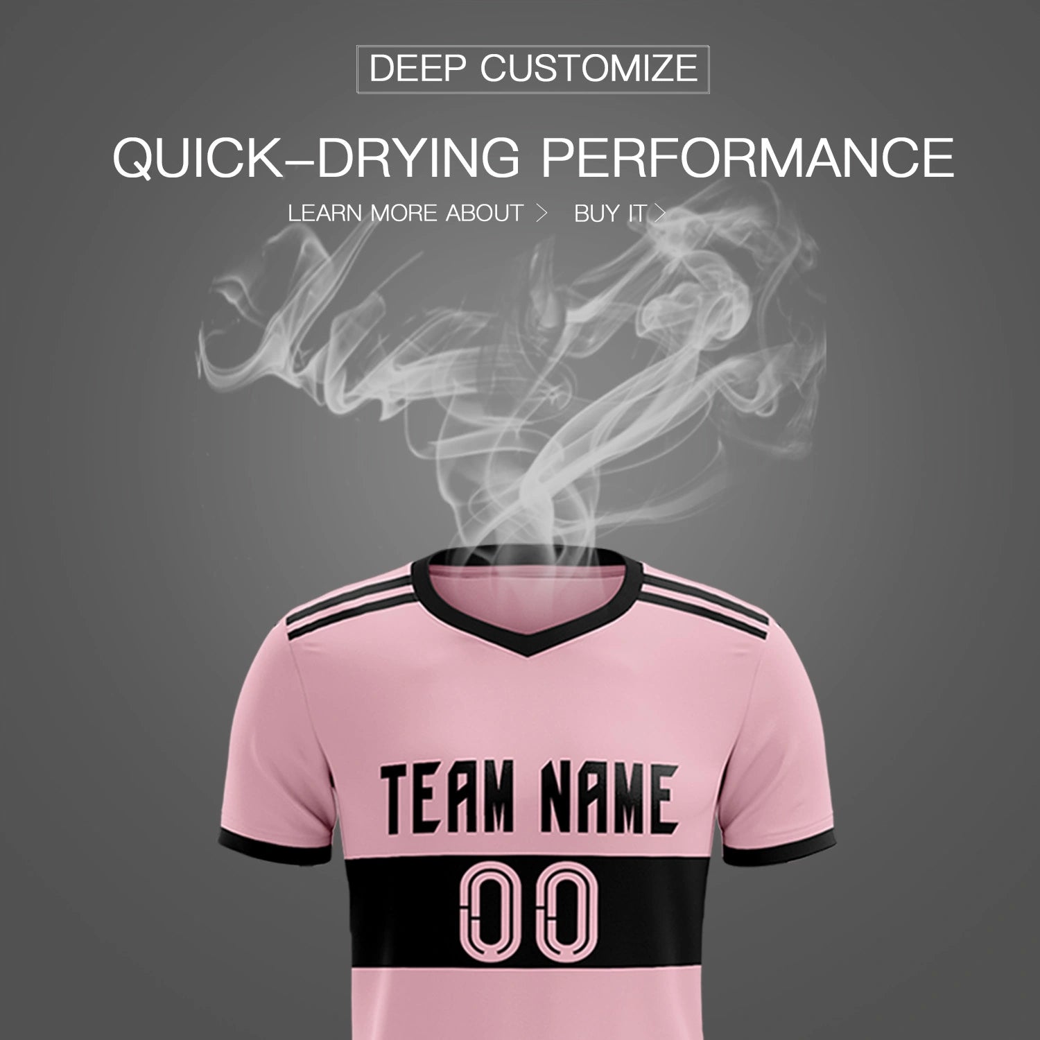 Custom Light Pink-Black Breathable Soccer Sets Jersey
