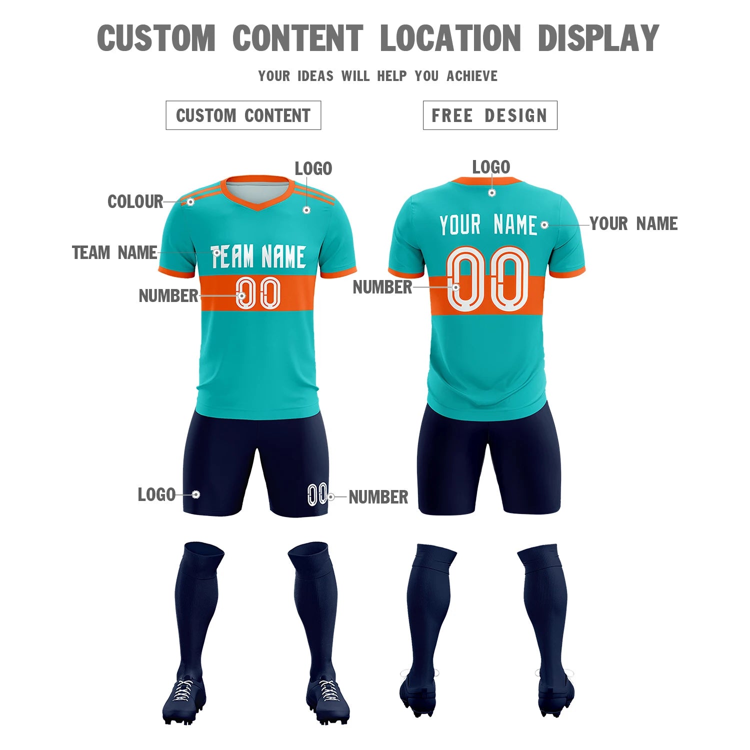 Custom Bright Green-Navy Breathable Soccer Sets Jersey