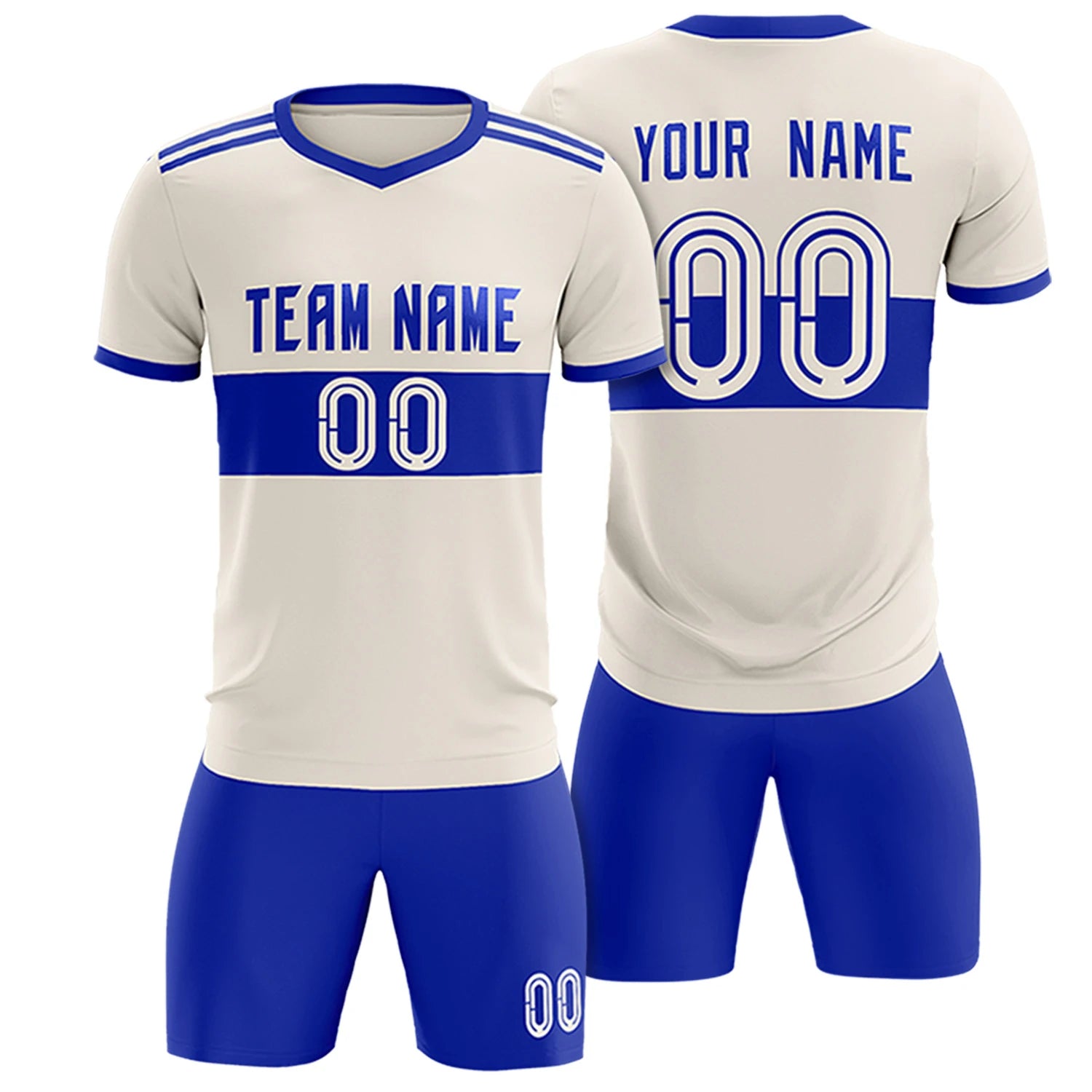 Custom Khaki-Royal Blue Breathable Soccer Sets Jersey
