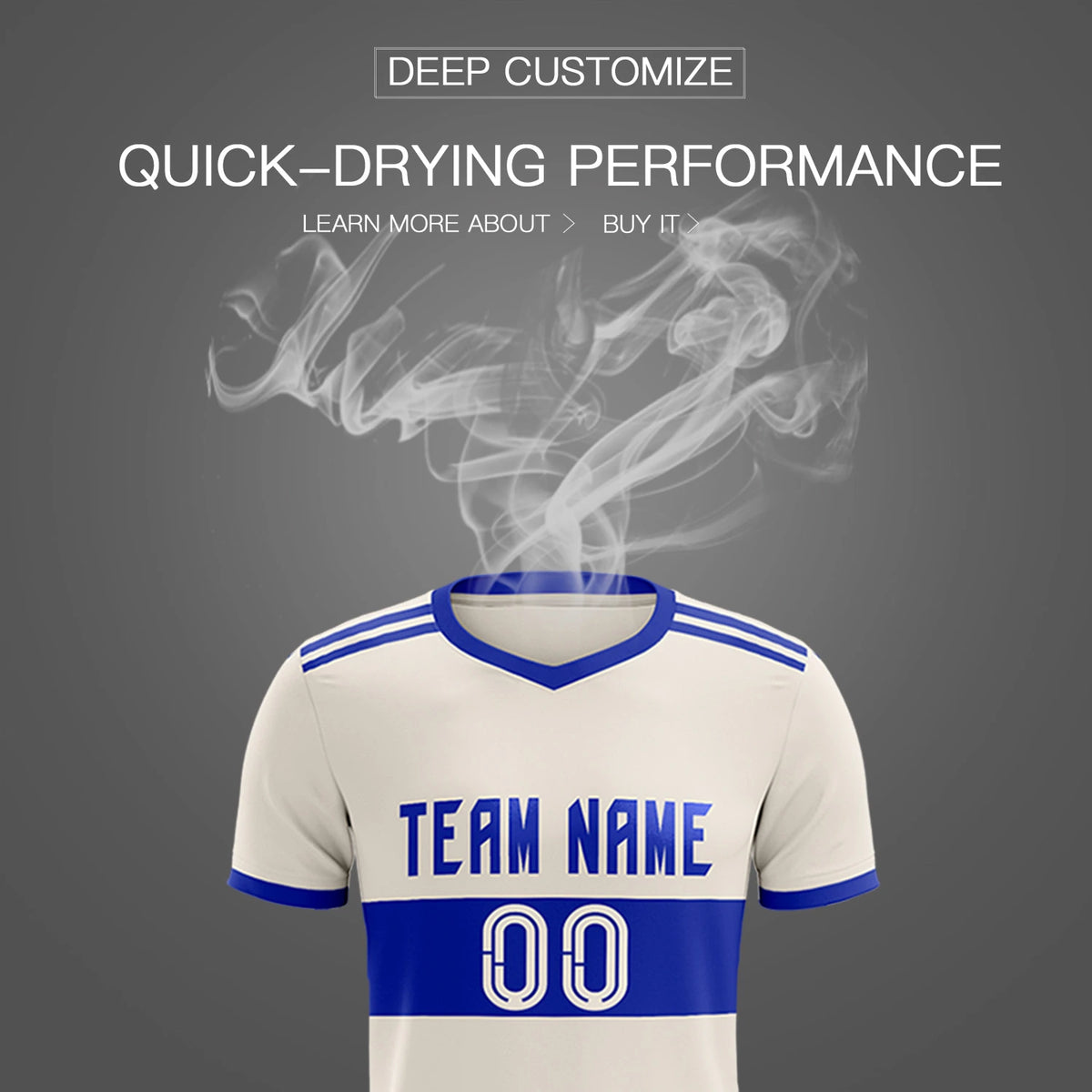 Custom Khaki-Royal Blue Breathable Soccer Sets Jersey