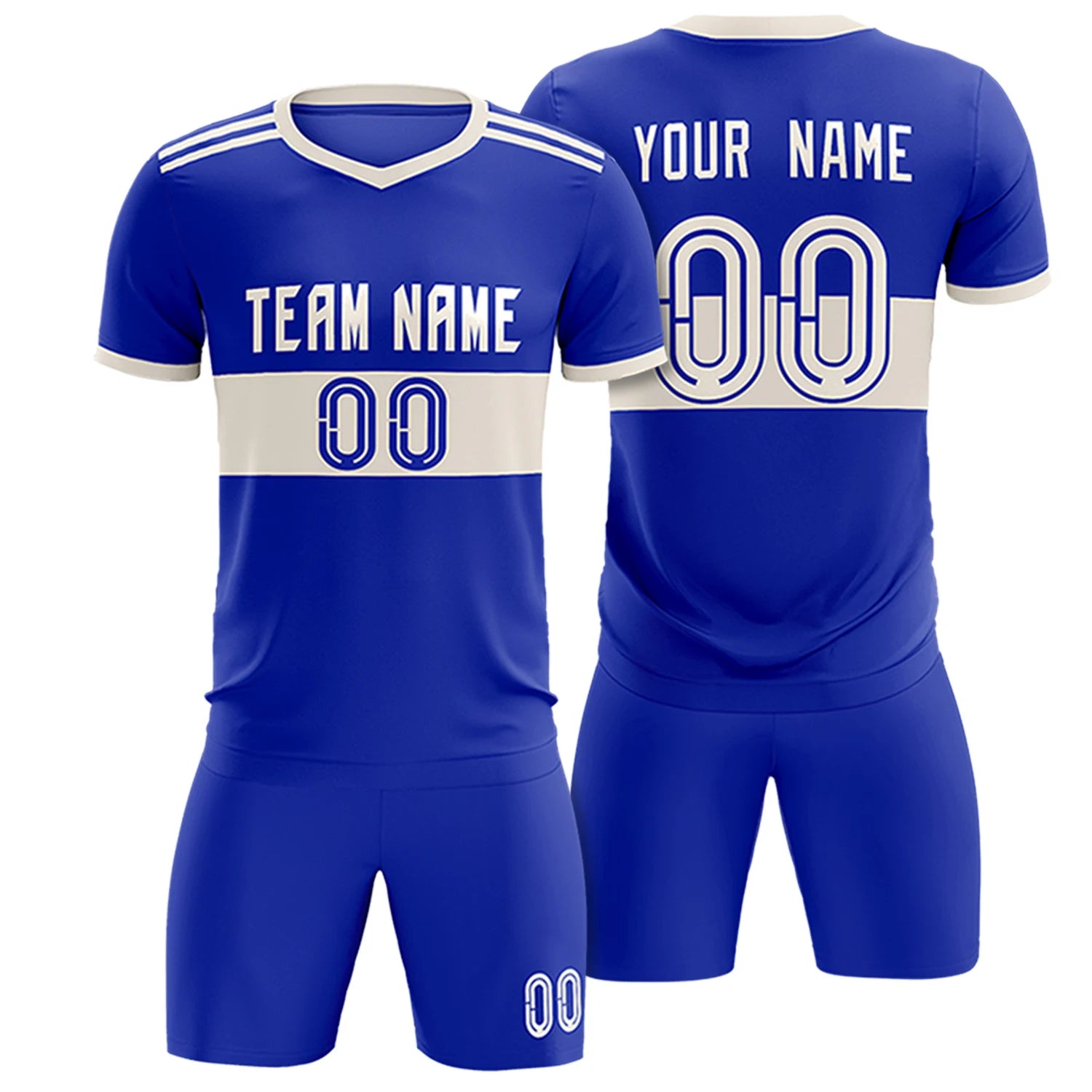 Custom Royal Blue-Khaki Breathable Soccer Sets Jersey