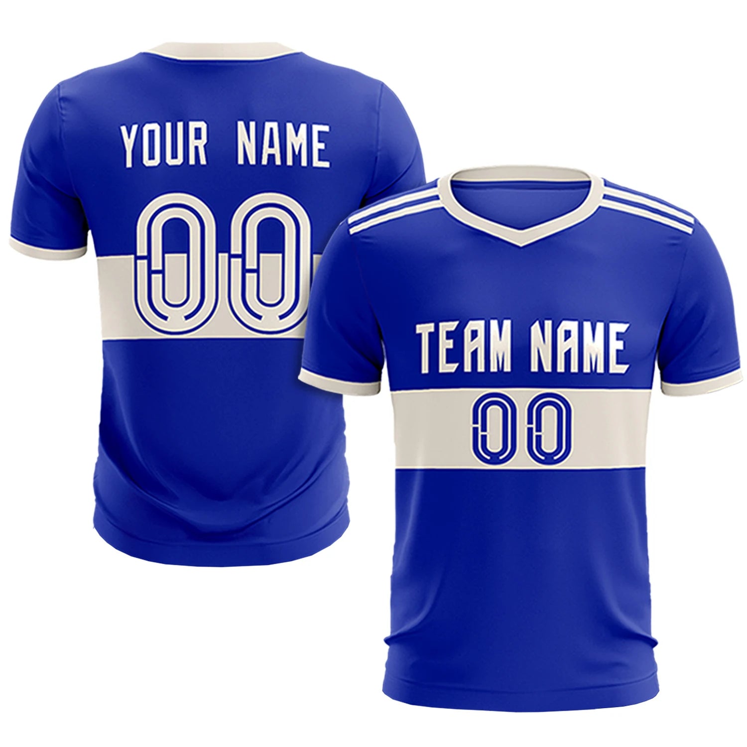 Custom Royal Blue-Khaki Breathable Soccer Sets Jersey