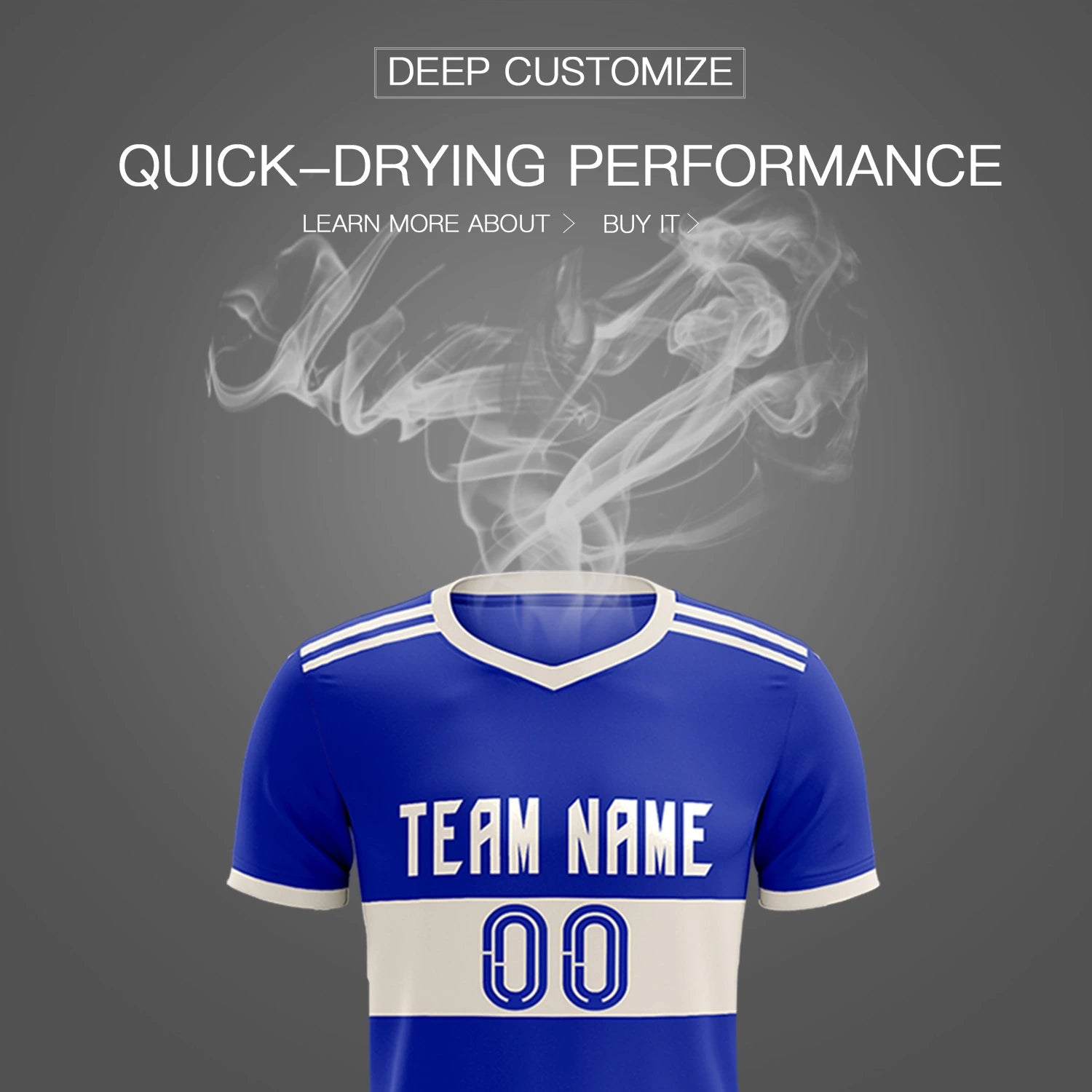 Custom Royal Blue-Khaki Breathable Soccer Sets Jersey