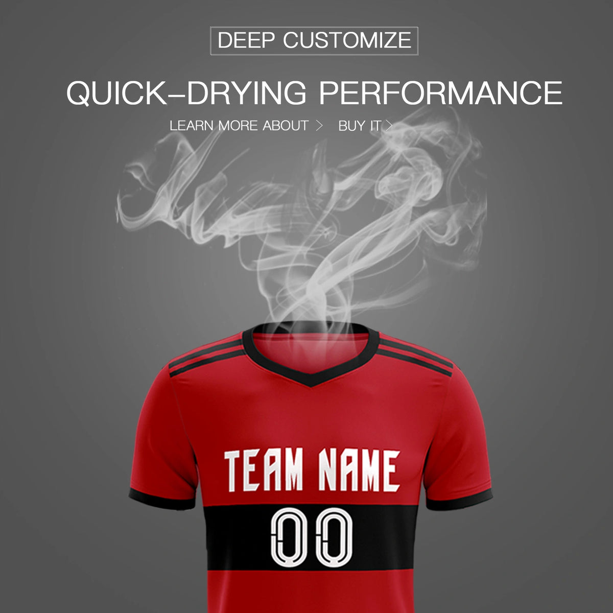 Custom Red Black Breathable Soccer Sets Jersey