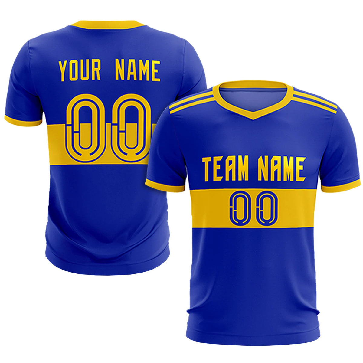 Custom Royal Blue-Gold 01 Breathable Soccer Sets Jersey