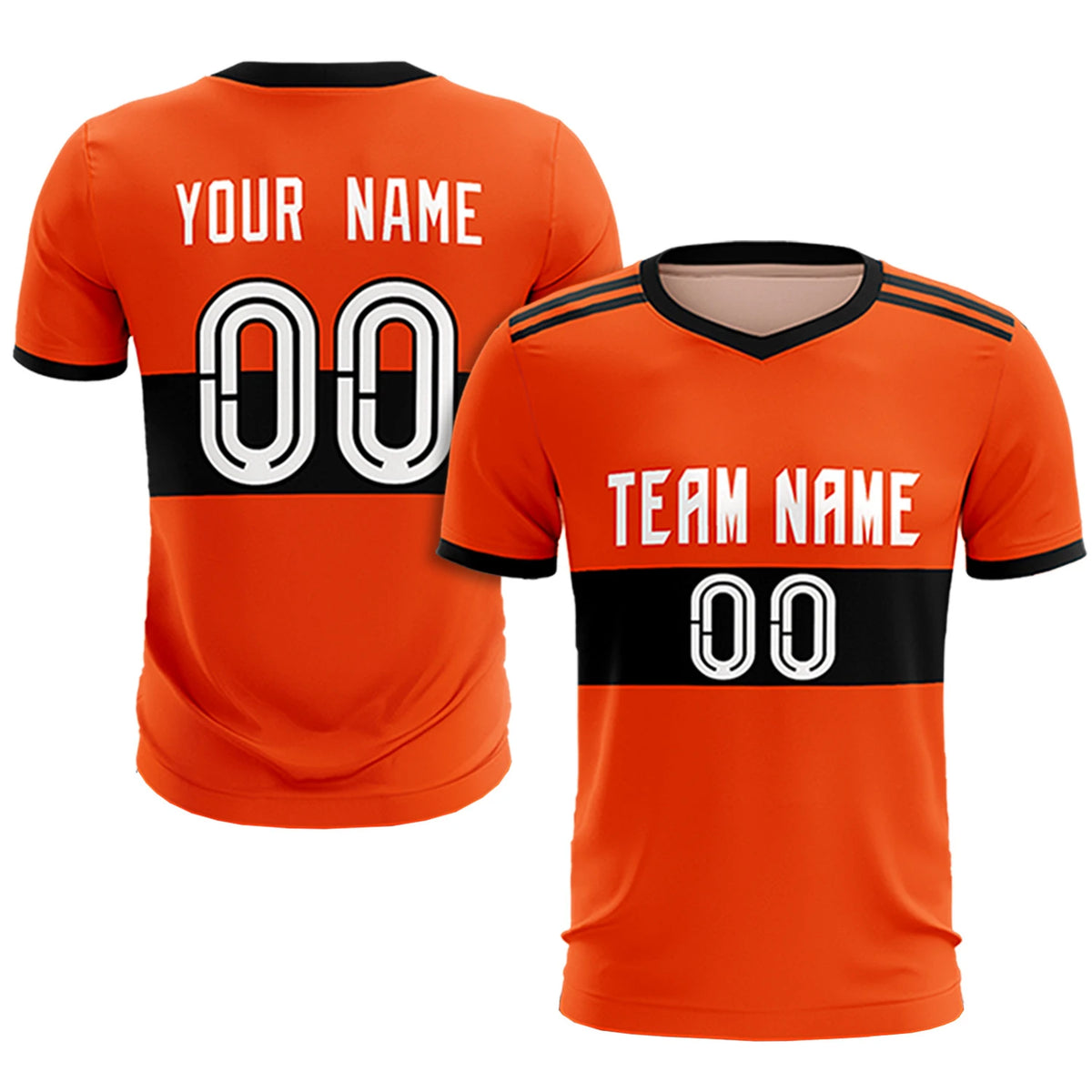 Custom Orange Black Breathable Soccer Sets Jersey