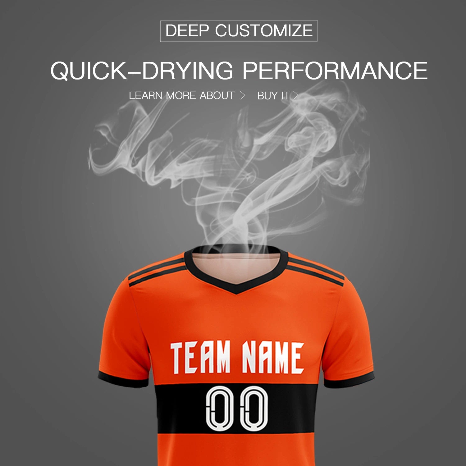 Custom Orange Black Breathable Soccer Sets Jersey
