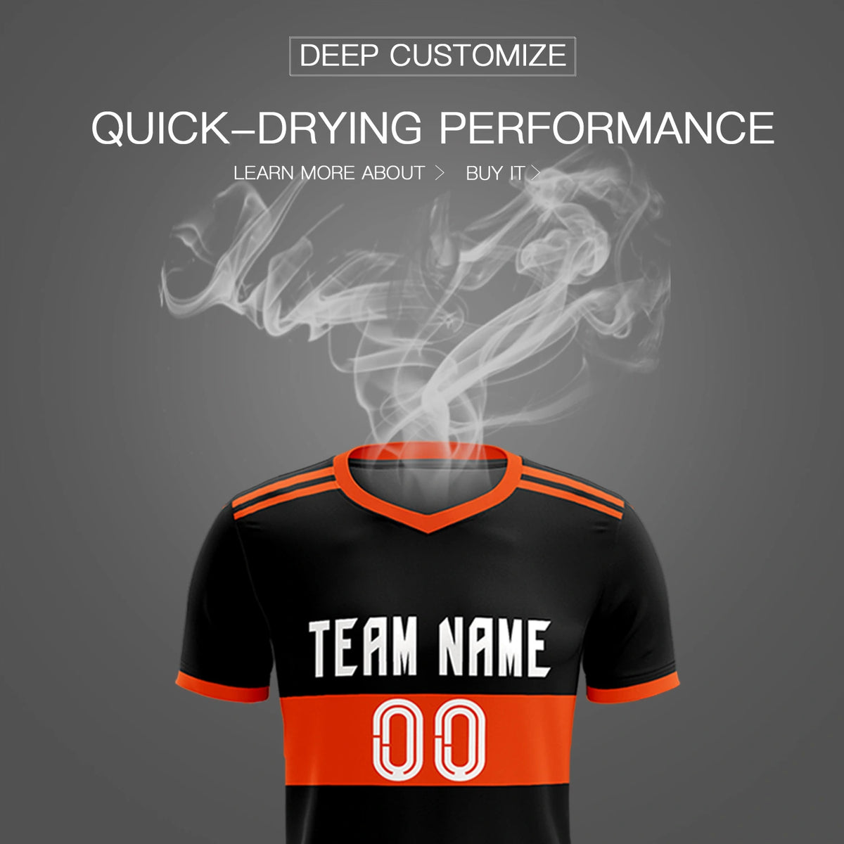 Custom Black Orange Breathable Soccer Sets Jersey