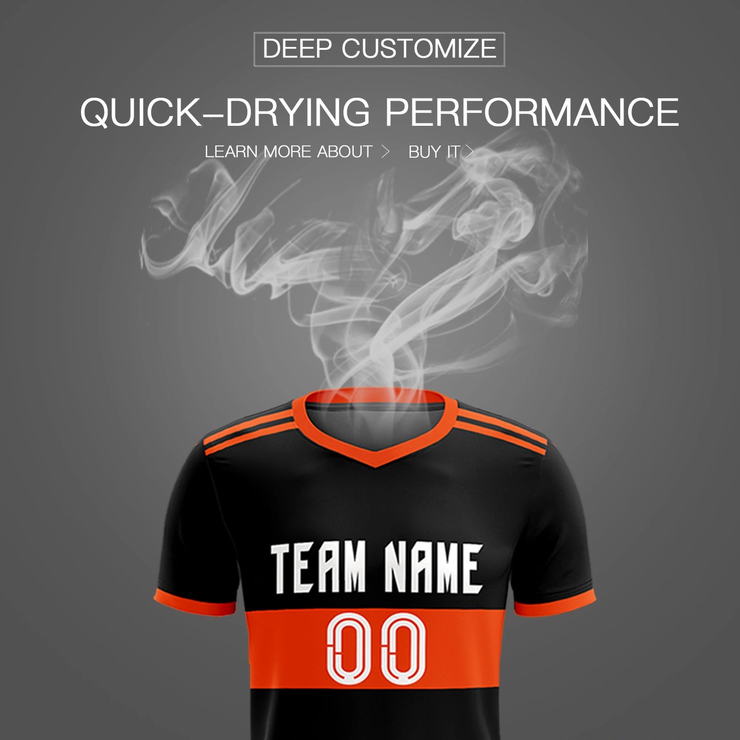 Custom Black Orange Breathable Soccer Sets Jersey