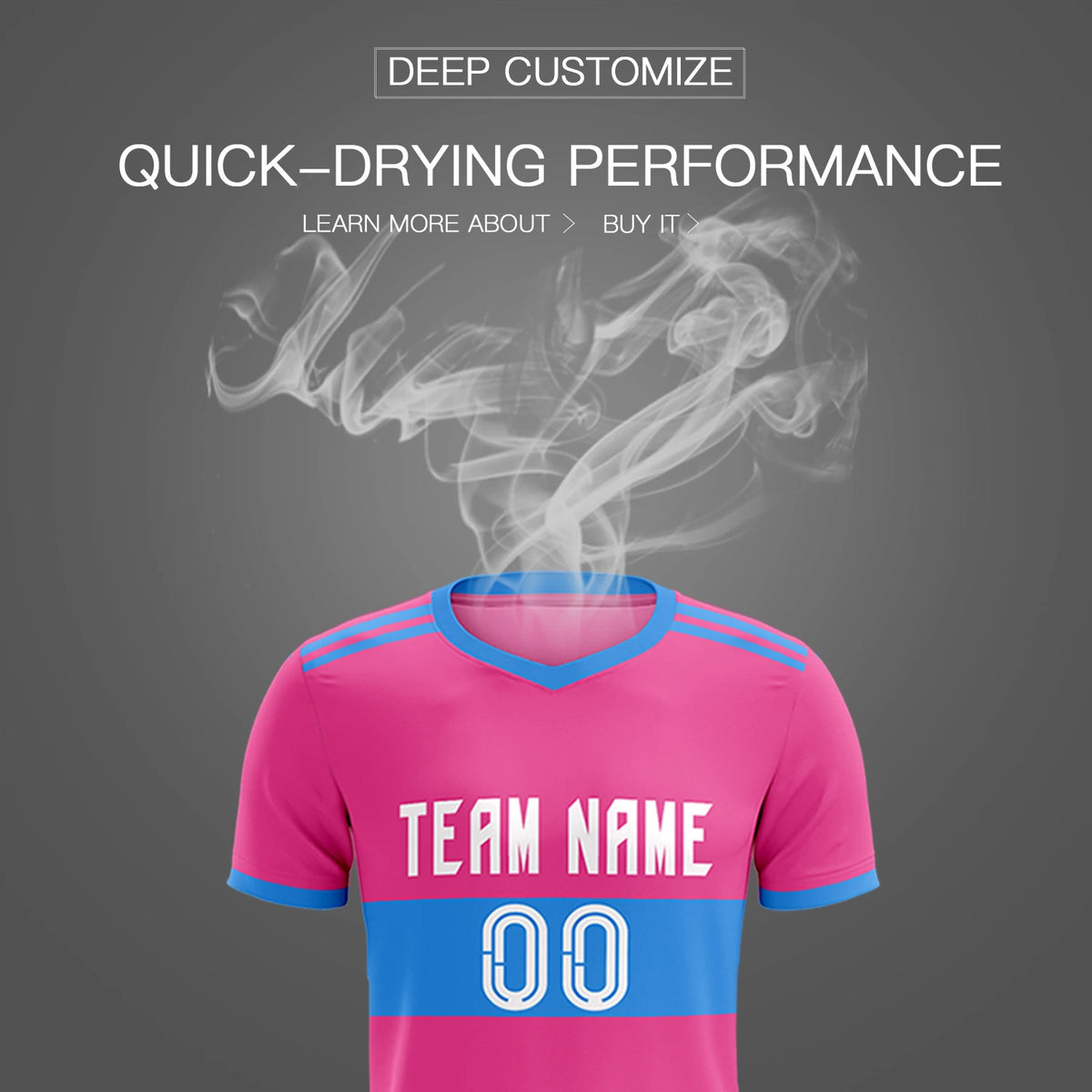Custom Pink-Powder Blue Breathable Soccer Sets Jersey