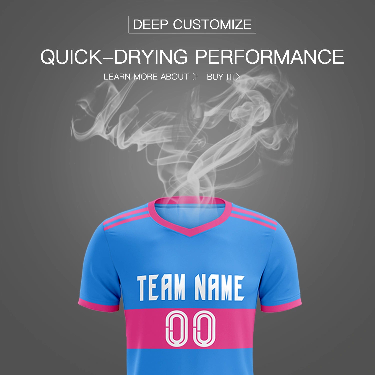 Custom Powder Blue-Pink Breathable Soccer Sets Jersey