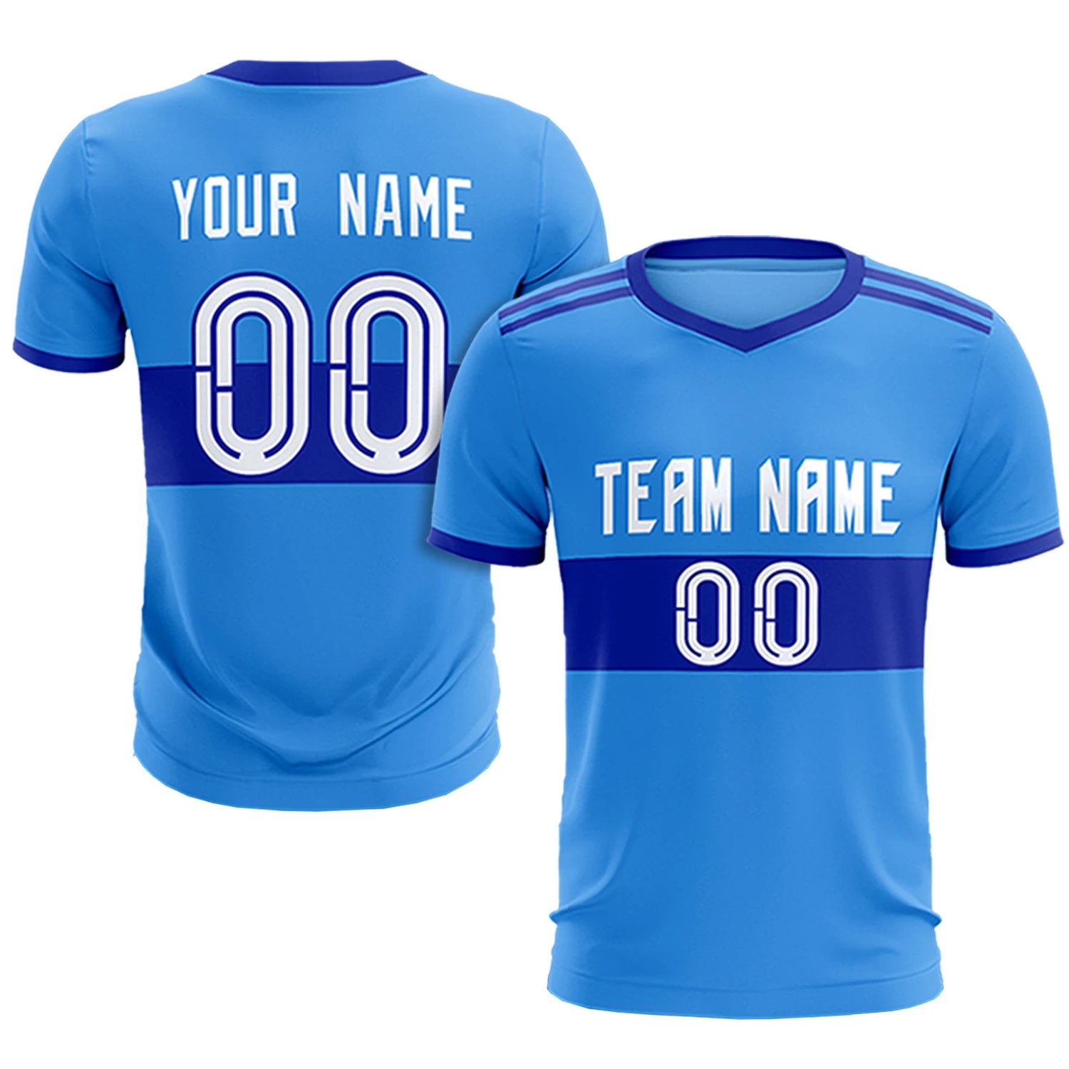 Custom Powder Blue-Royal Blue Breathable Soccer Sets Jersey