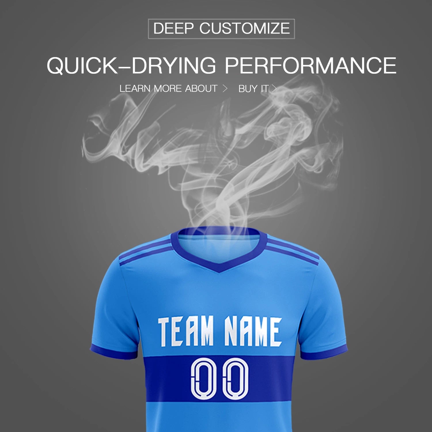 Custom Powder Blue-Royal Blue Breathable Soccer Sets Jersey
