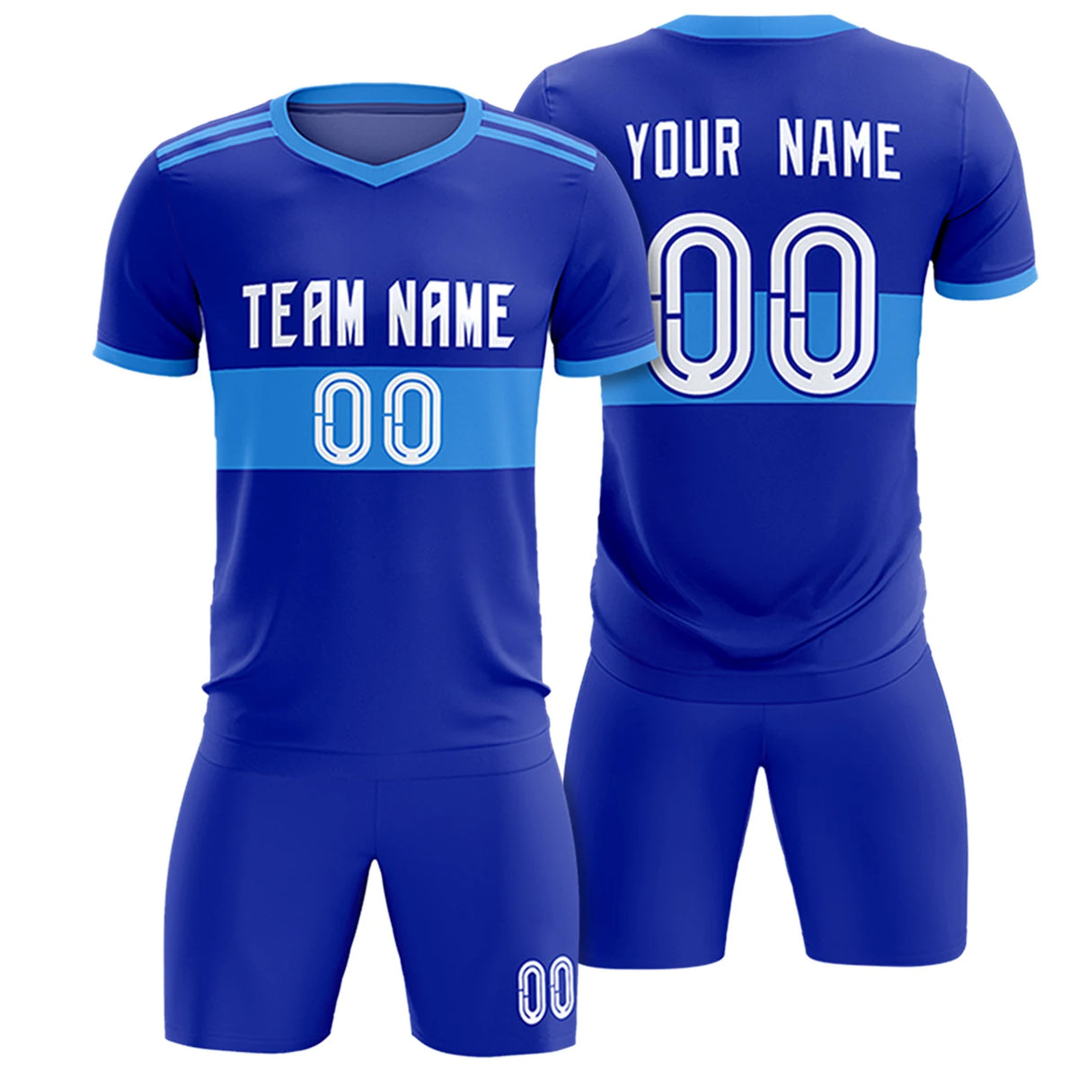 Custom Royal Blue-Powder Blue Breathable Soccer Sets Jersey