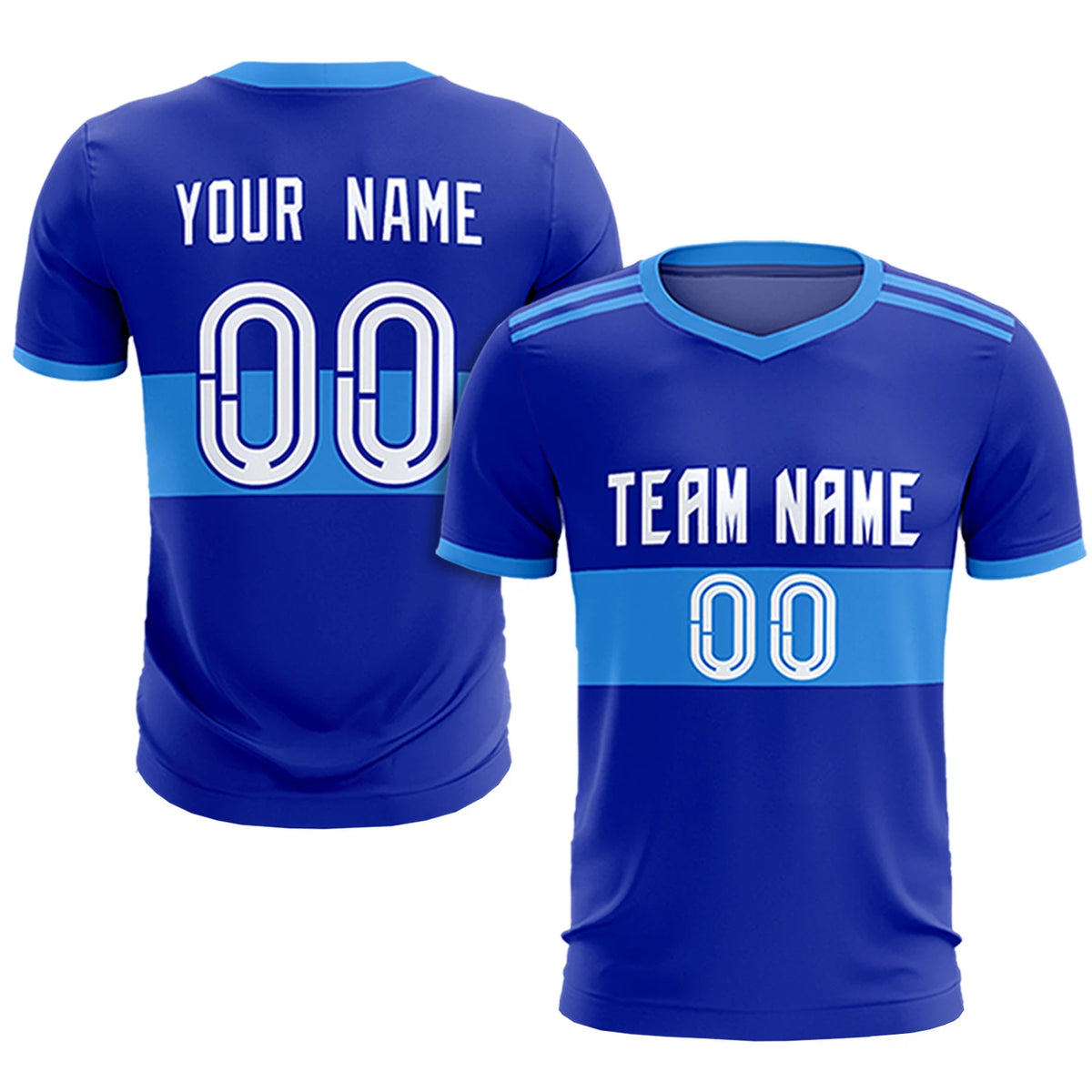 Custom Royal Blue-Powder Blue Breathable Soccer Sets Jersey