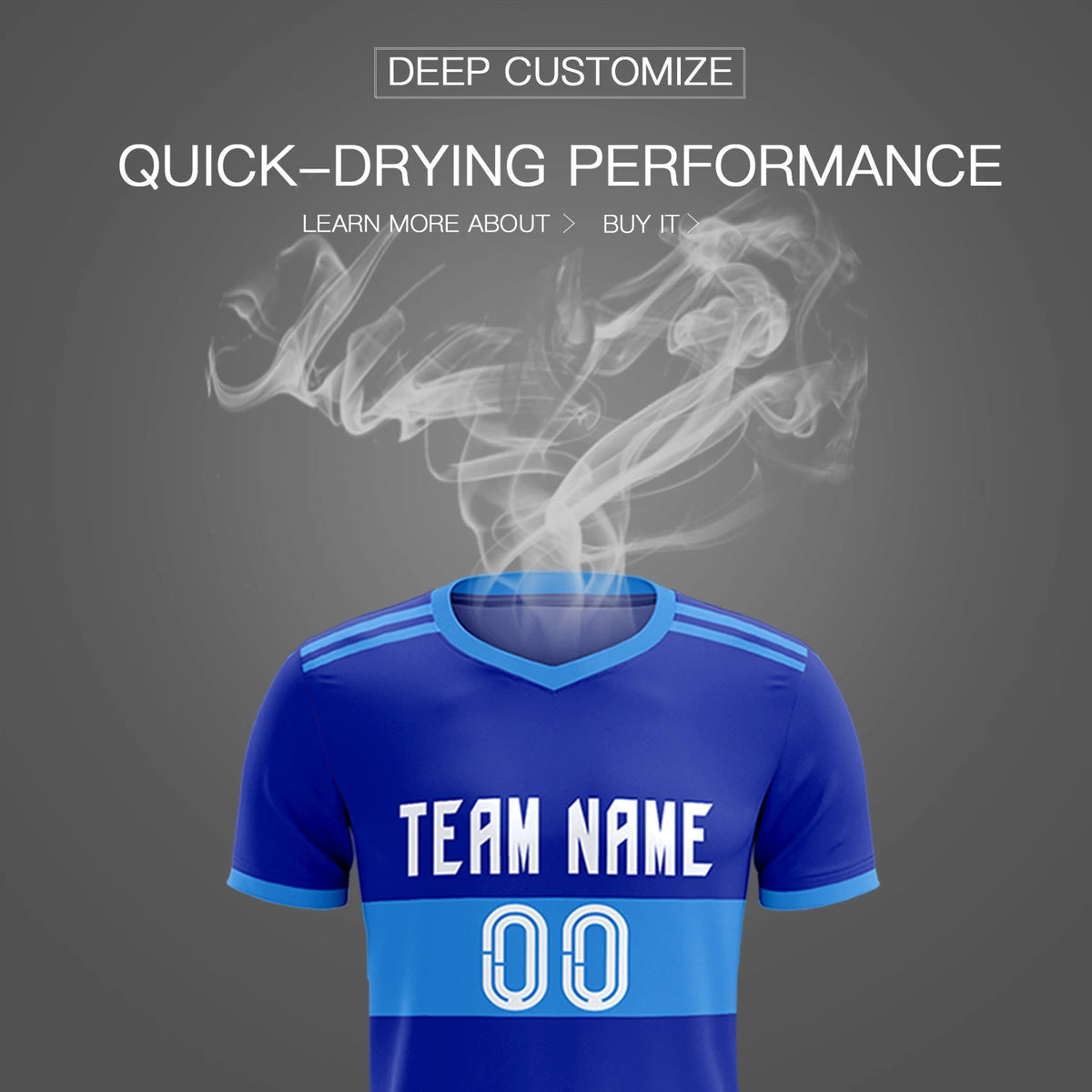 Custom Royal Blue-Powder Blue Breathable Soccer Sets Jersey