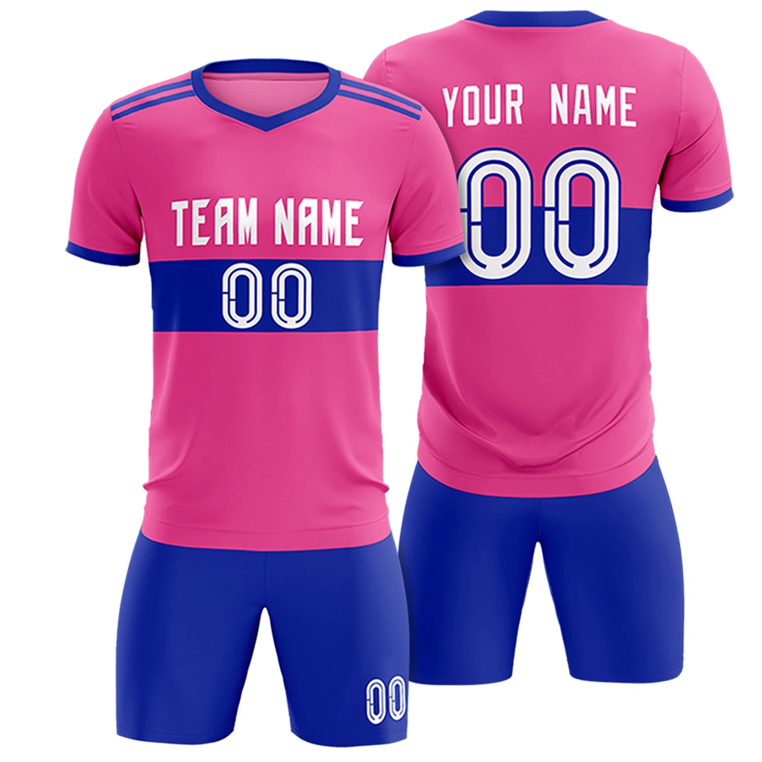 Custom Pink-Royal Blue Breathable Soccer Sets Jersey