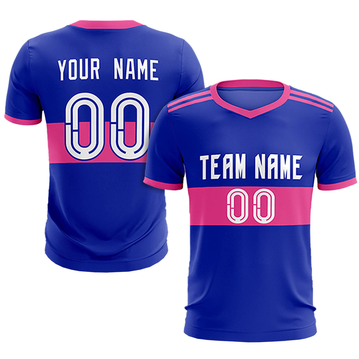 Custom Royal Blue-Pink Breathable Soccer Sets Jersey