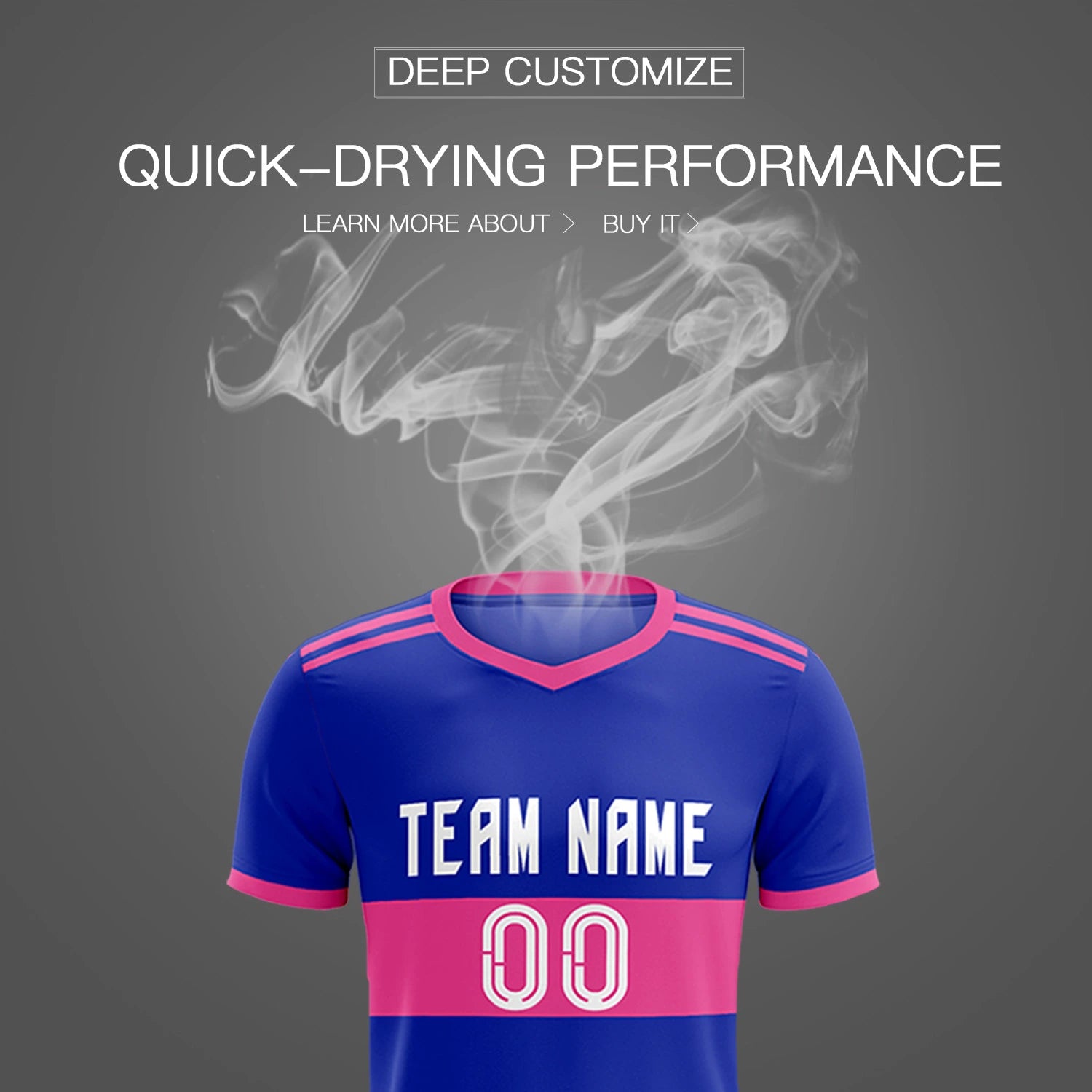 Custom Royal Blue-Pink Breathable Soccer Sets Jersey
