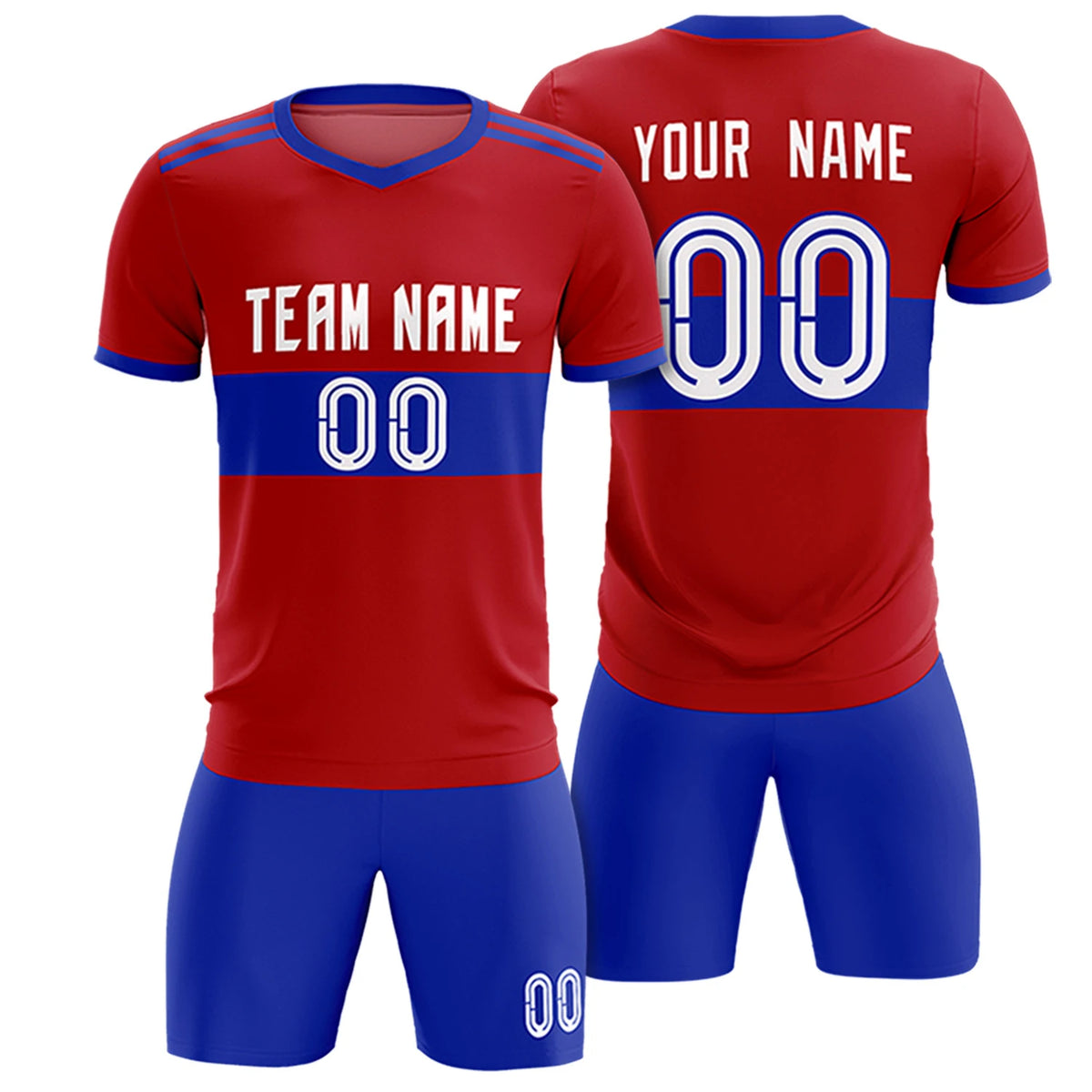 Custom Red-Royal Blue Breathable Soccer Sets Jersey