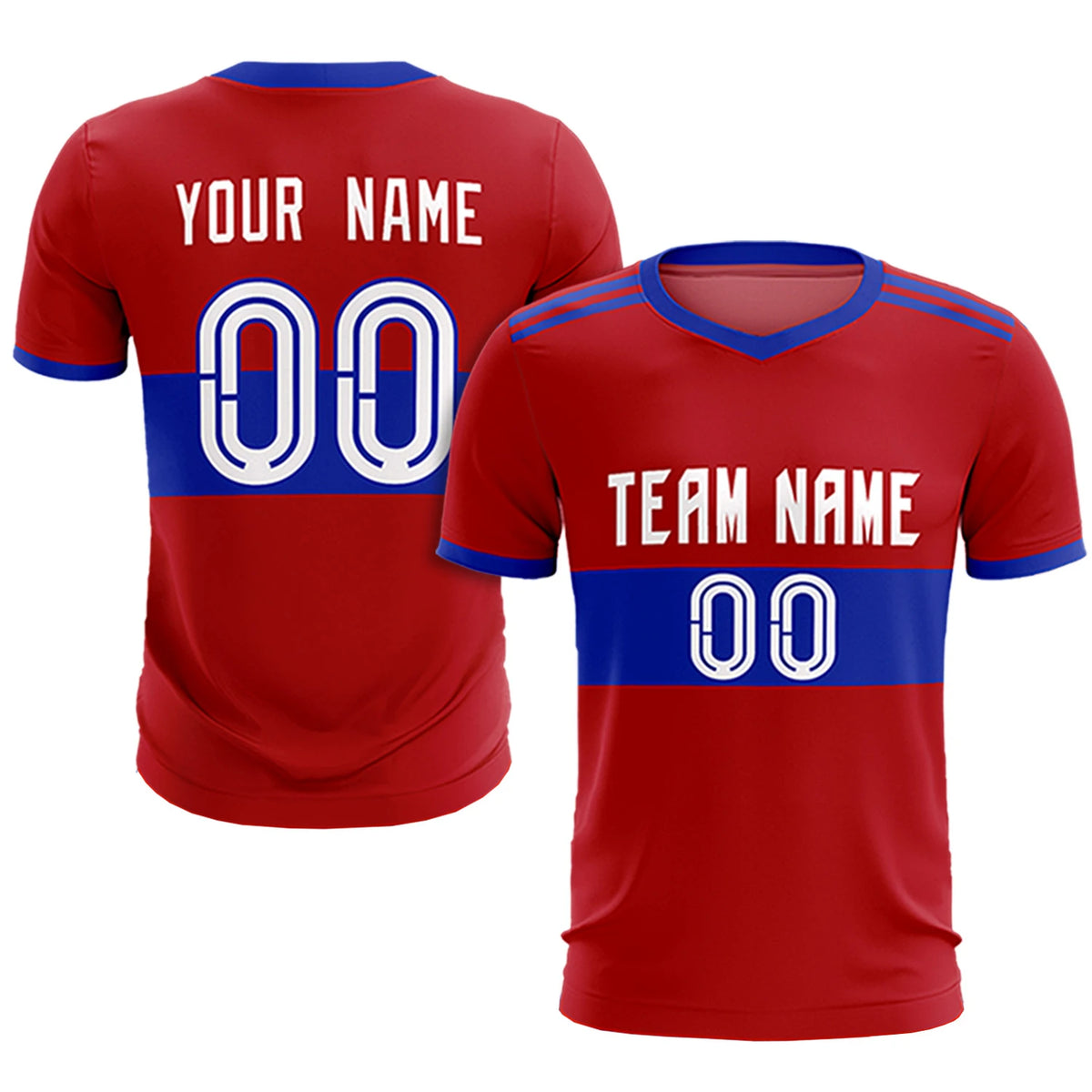 Custom Red-Royal Blue Breathable Soccer Sets Jersey